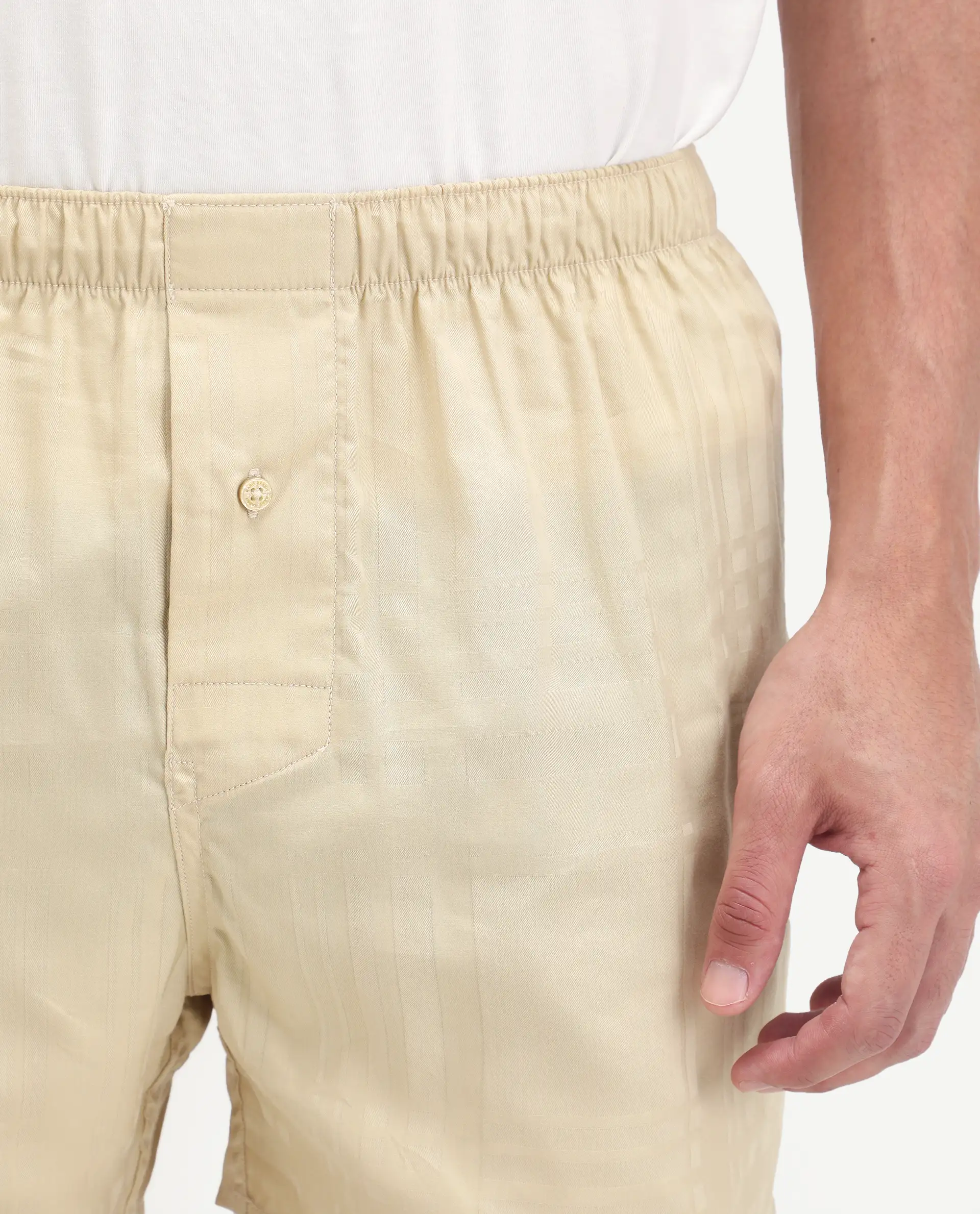 Rare Rabbit Men's Deval Beige Cotton Blend Fabric Regular Fit Checks Boxer - Image 2