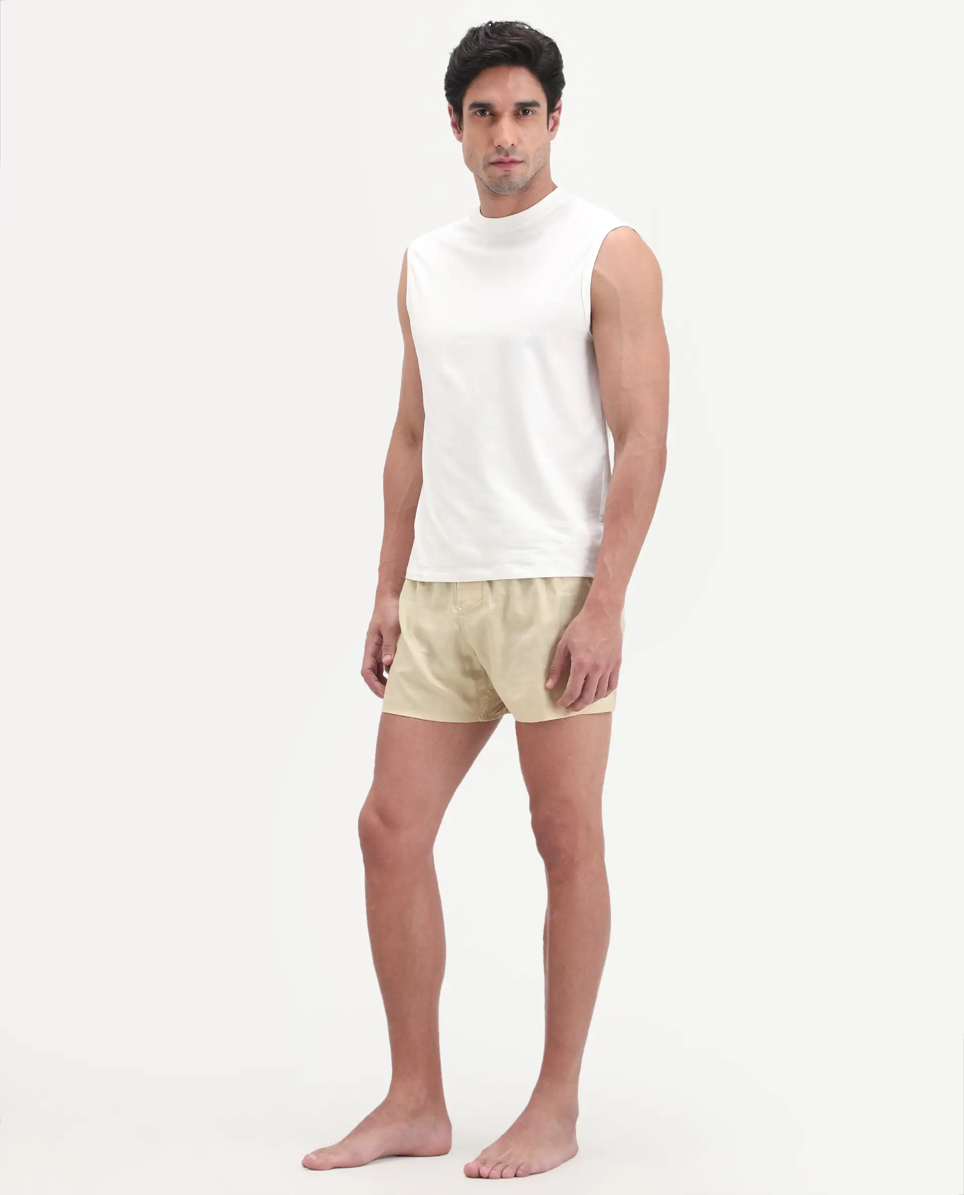 Rare Rabbit Men's Deval Beige Cotton Blend Fabric Regular Fit Checks Boxer - Image 8