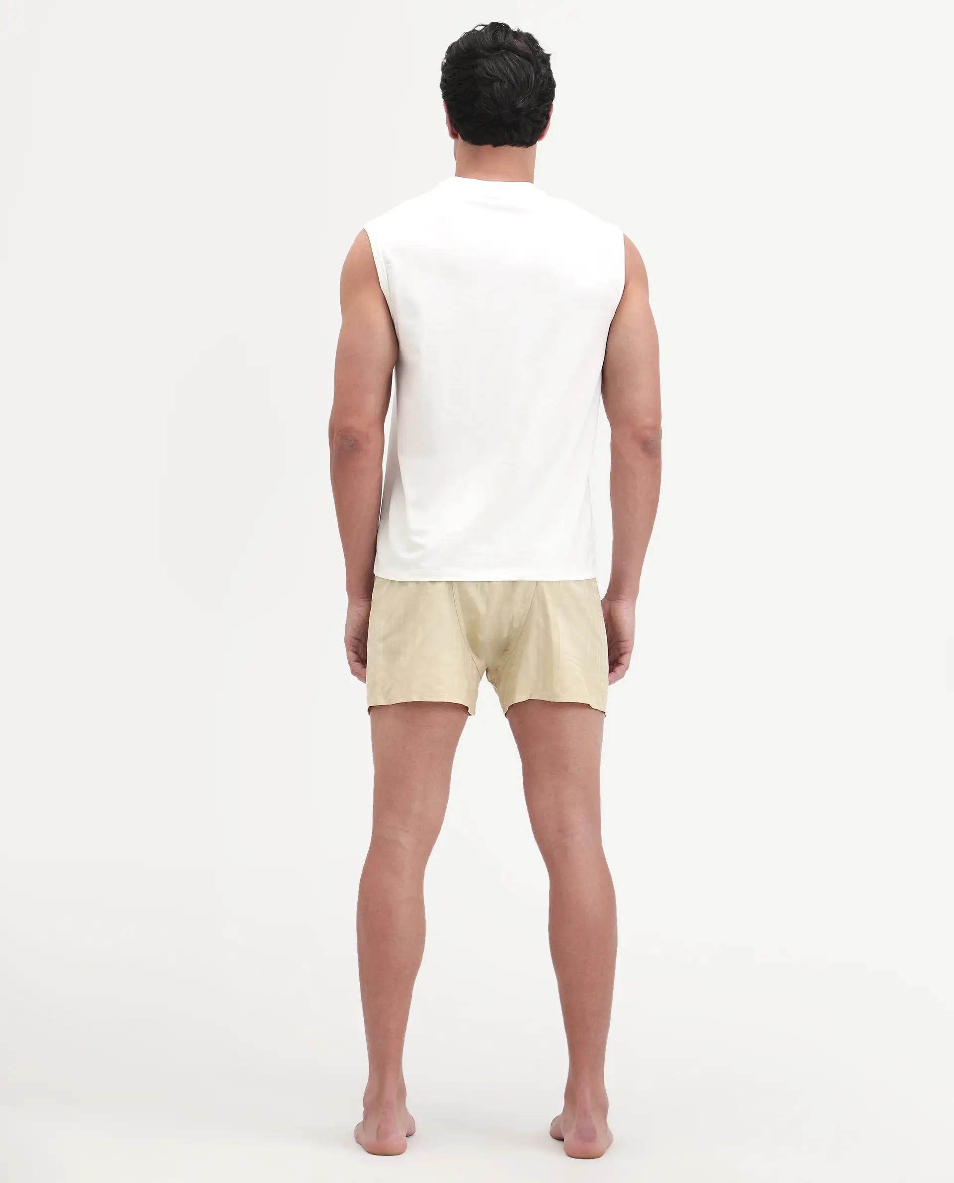Rare Rabbit Men's Deval Beige Cotton Blend Fabric Regular Fit Checks Boxer - Image 9