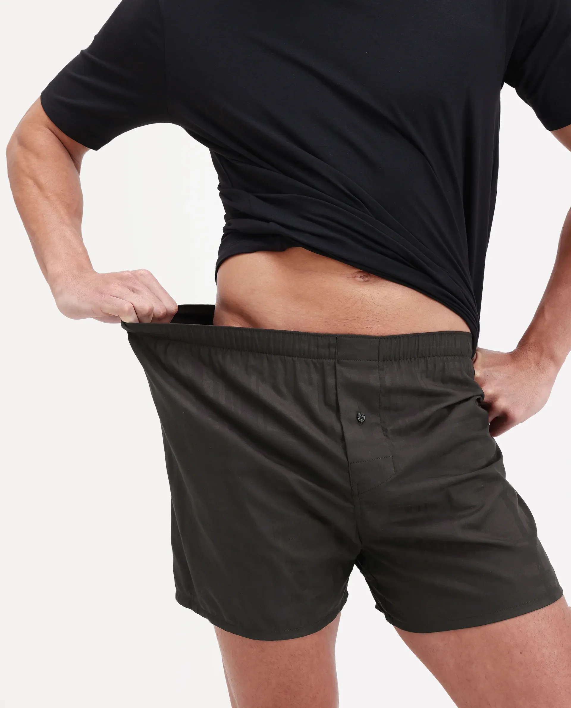 Rare Rabbit Men's Deval Brown Cotton Blend Fabric Regular Fit Checks Boxer
