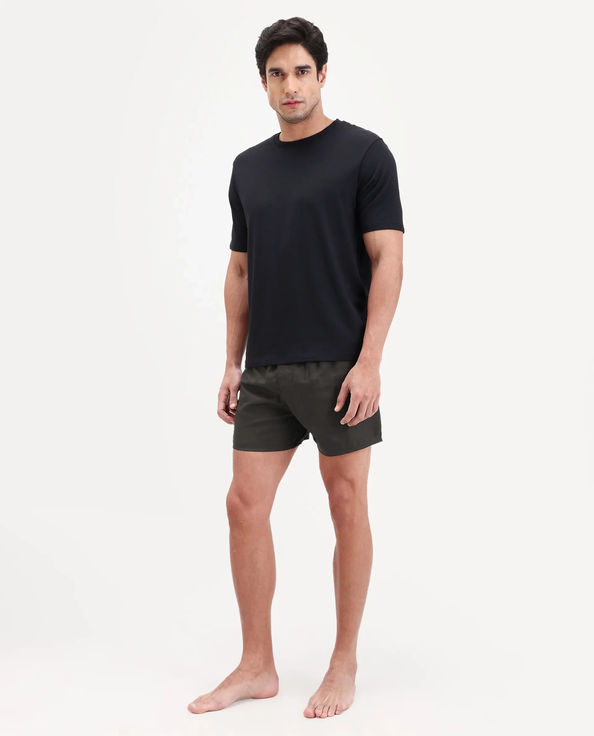 Rare Rabbit Men's Deval Brown Cotton Blend Fabric Regular Fit Checks Boxer - Image 4