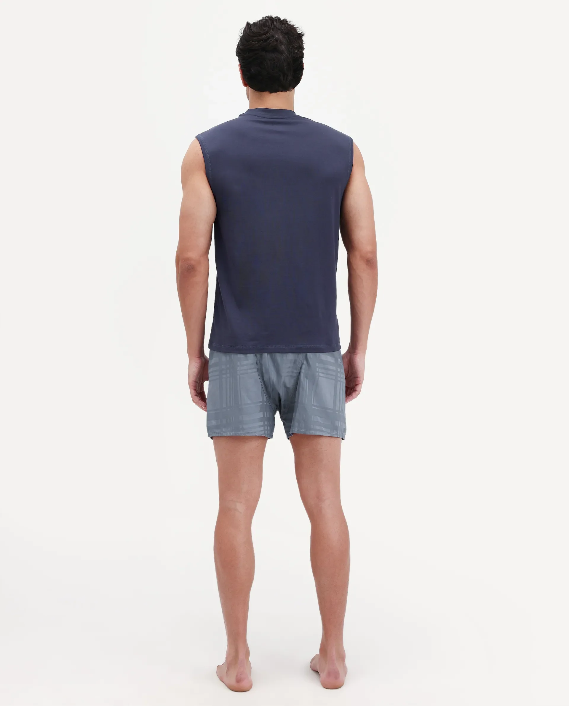 Rare Rabbit Men's Deval Dark Grey Cotton Blend Fabric Regular Fit Checks Boxer - Image 7
