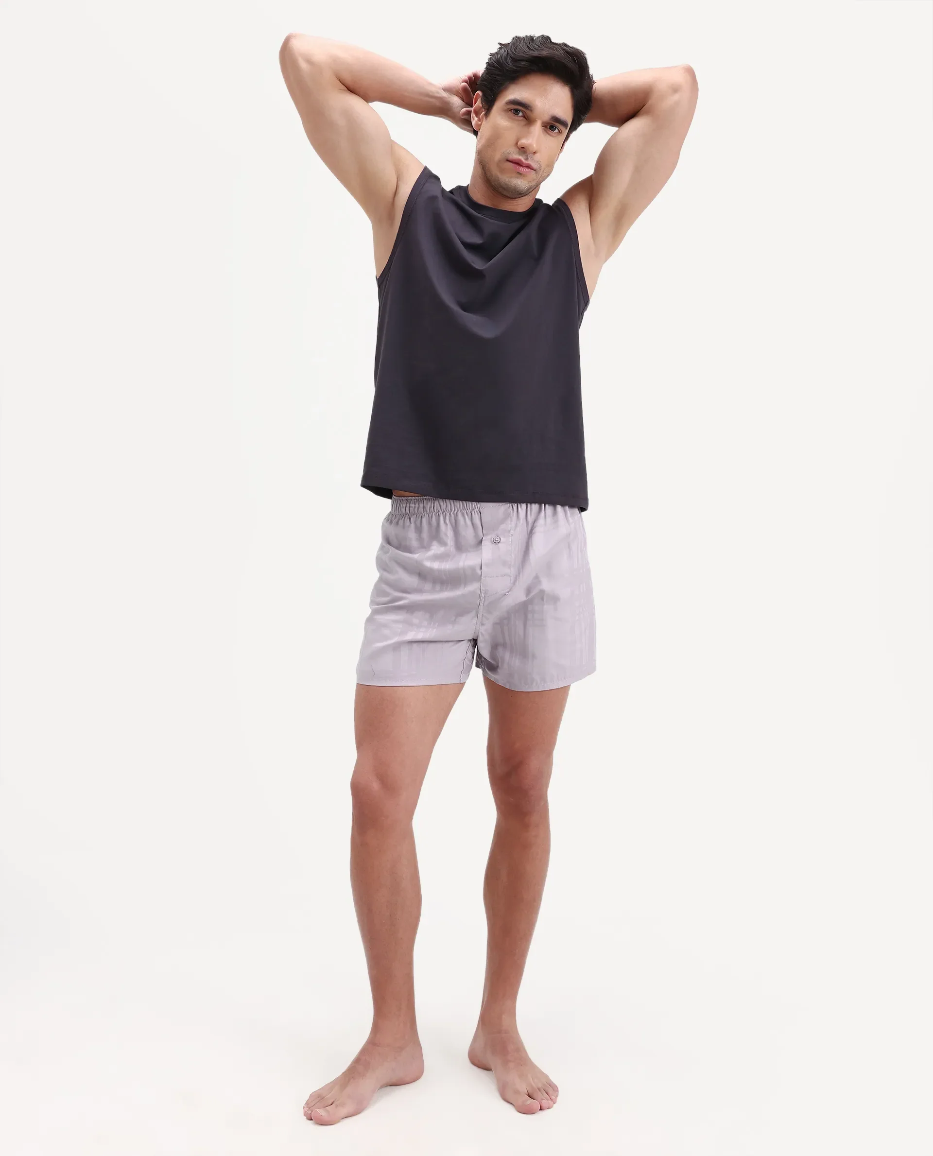 Rare Rabbit Men's Deval Dusky Pink Cotton Blend Fabric Regular Fit Checks Boxer - Image 5