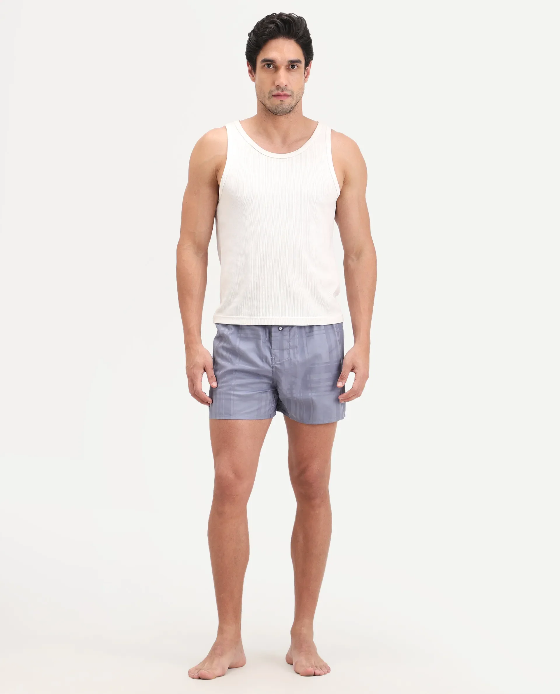 Rare Rabbit Men's Deval Pastel Purple Cotton Blend Fabric Regular Fit Checks Boxer - Image 4