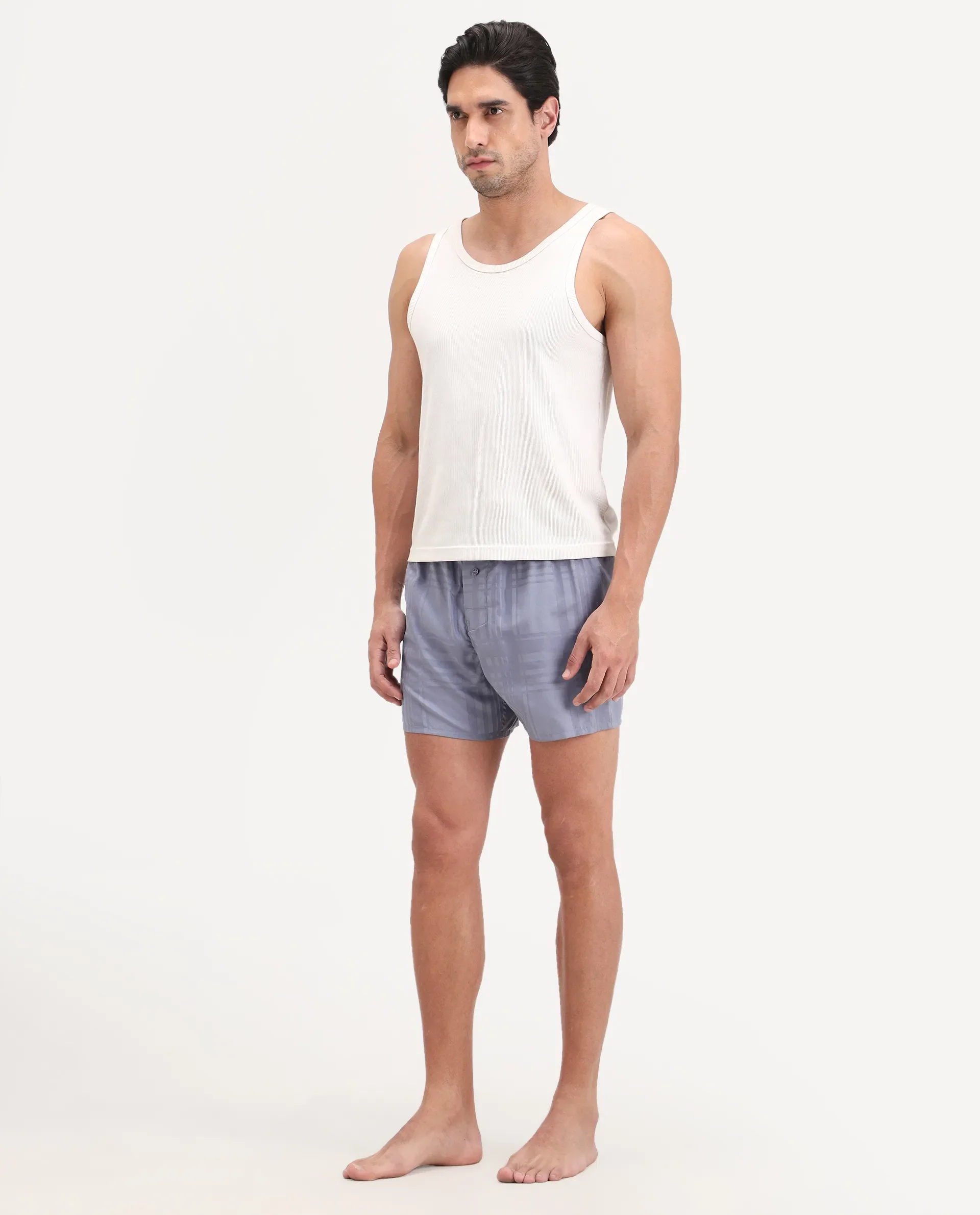 Rare Rabbit Men's Deval Pastel Purple Cotton Blend Fabric Regular Fit Checks Boxer - Image 5