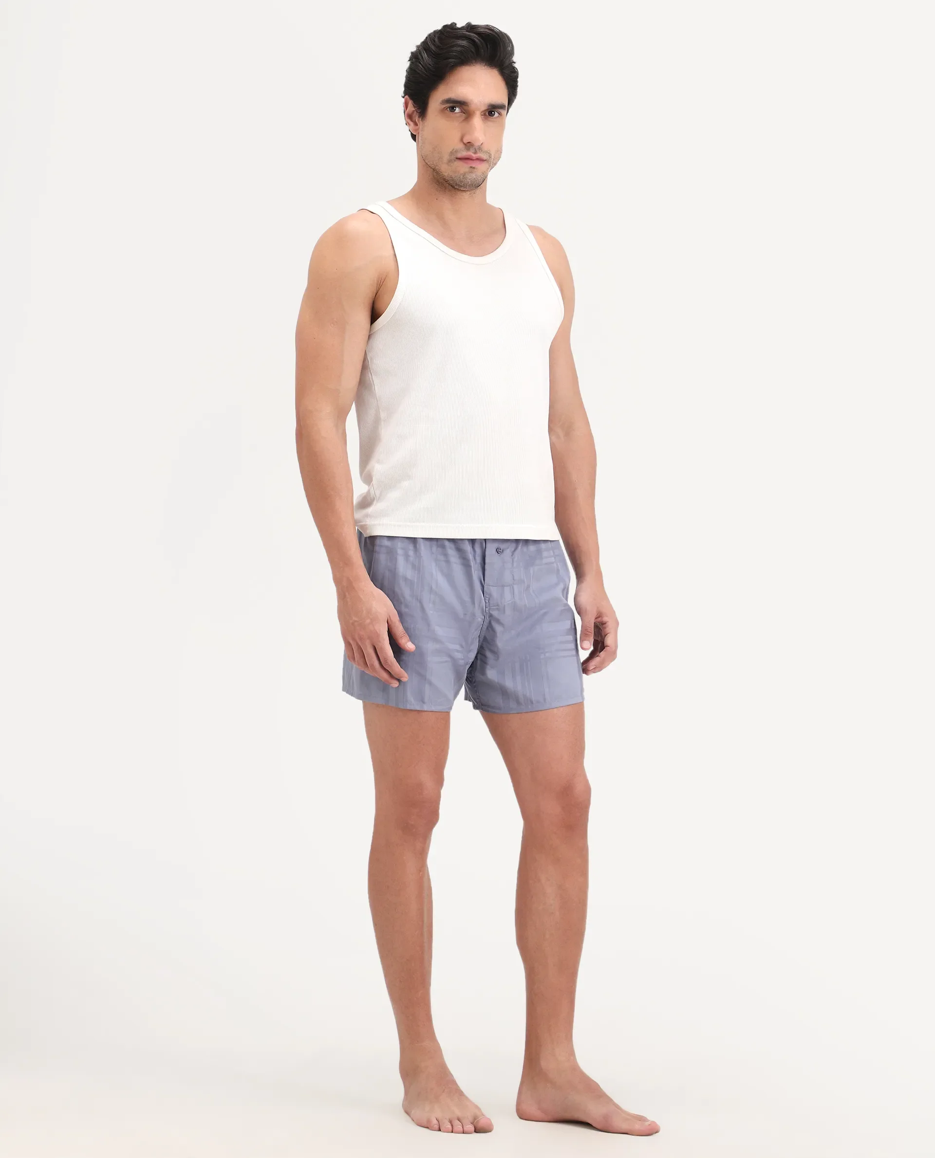Rare Rabbit Men's Deval Pastel Purple Cotton Blend Fabric Regular Fit Checks Boxer - Image 6