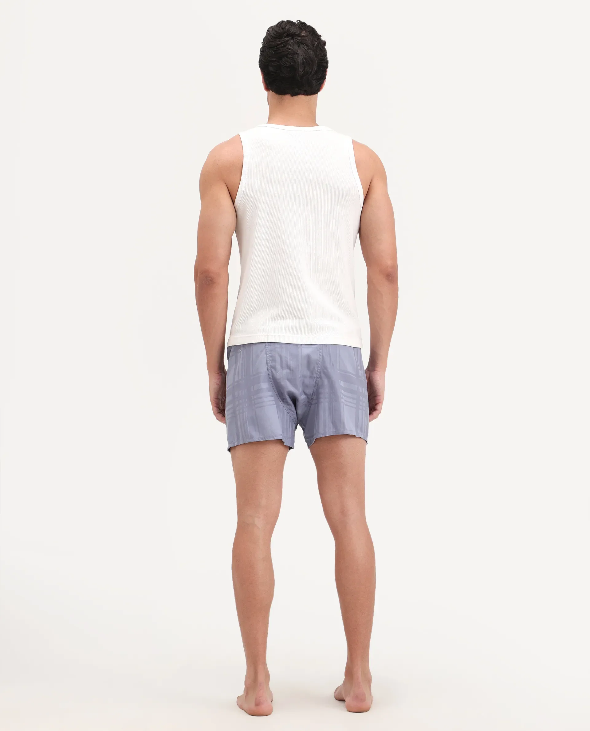 Rare Rabbit Men's Deval Pastel Purple Cotton Blend Fabric Regular Fit Checks Boxer - Image 7