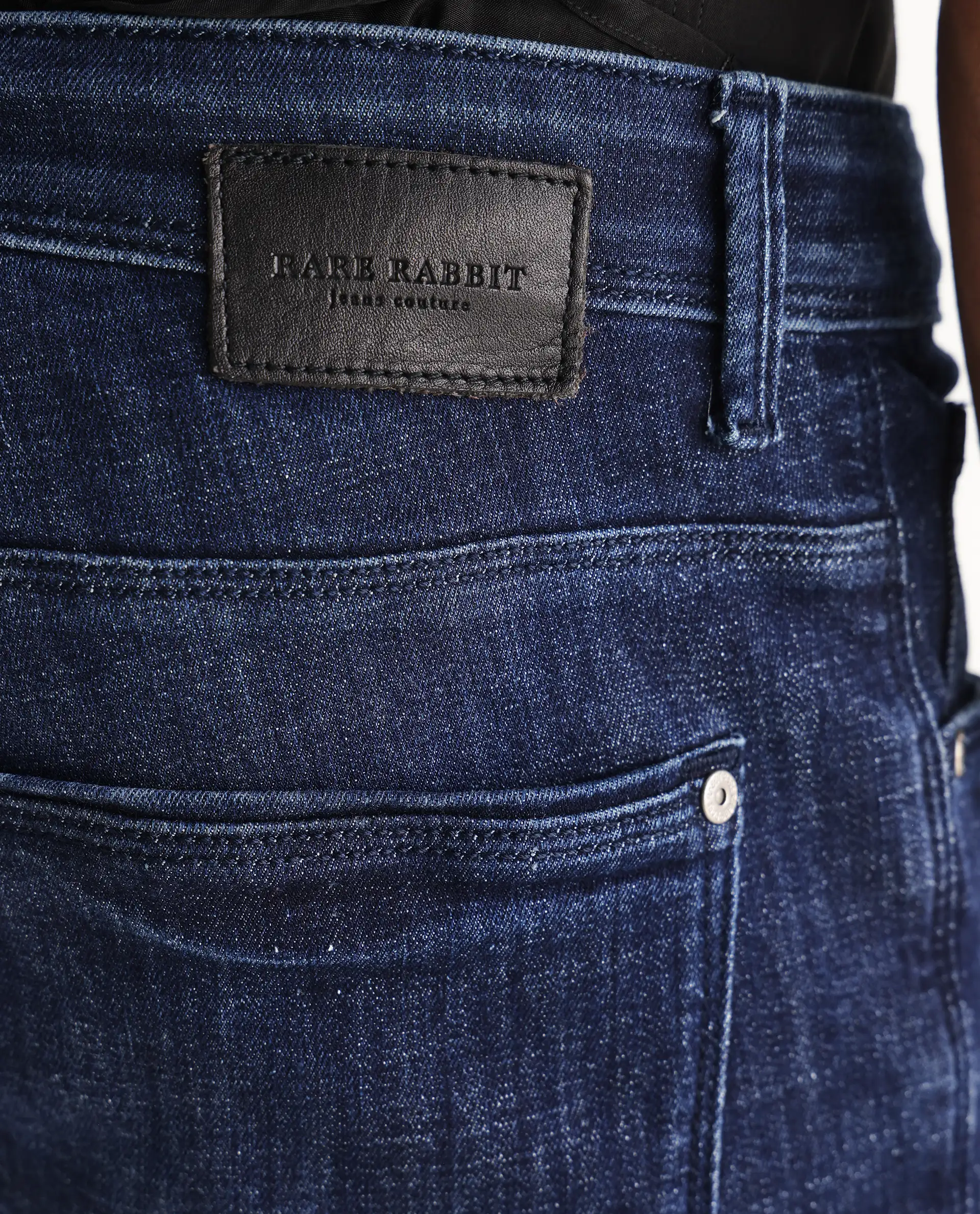 Rare Rabbit Men's Devin Blue Cotton Blend Plain Hawk Slim Fit Jeans - Image 5