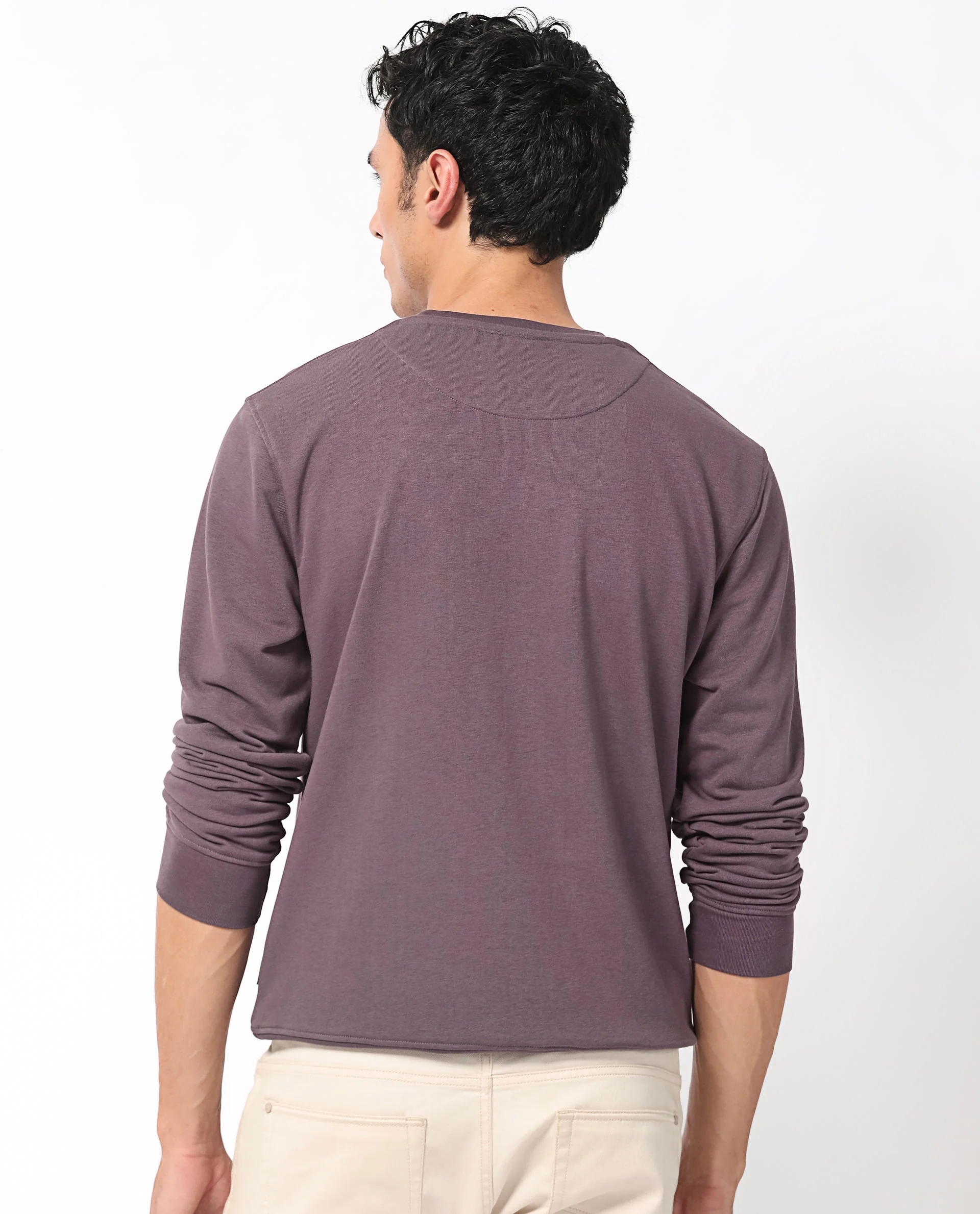 Rare Rabbit Men's Devonn Purple Cotton Graphic Print Regular Fit Full Sleeve Crew Neck Sweatshirt - Image 9