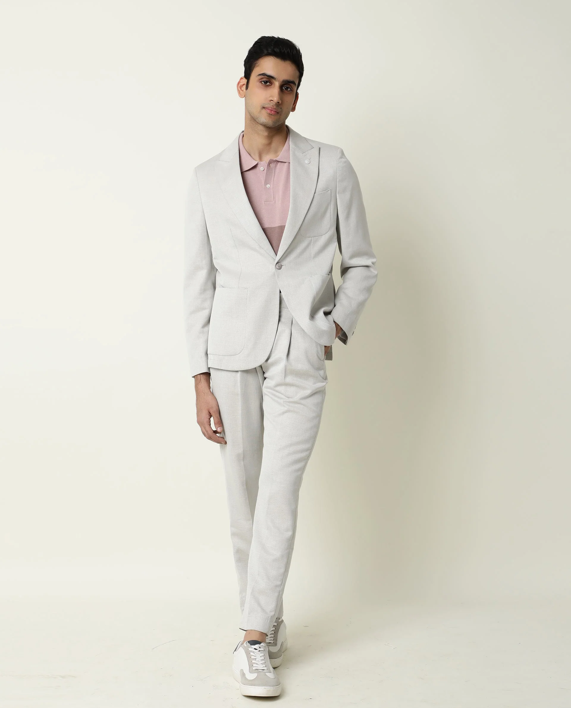 Rare Rabbit Men's Dexit Beige Polyester Plain Tailored Fit Full Sleeve Lapel Neck Blazer - Image 5
