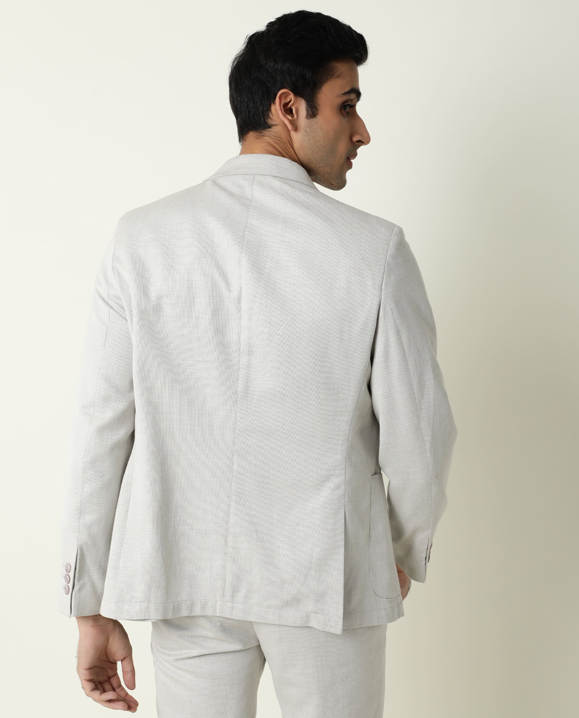 Rare Rabbit Men's Dexit Beige Polyester Plain Tailored Fit Full Sleeve Lapel Neck Blazer - Image 6