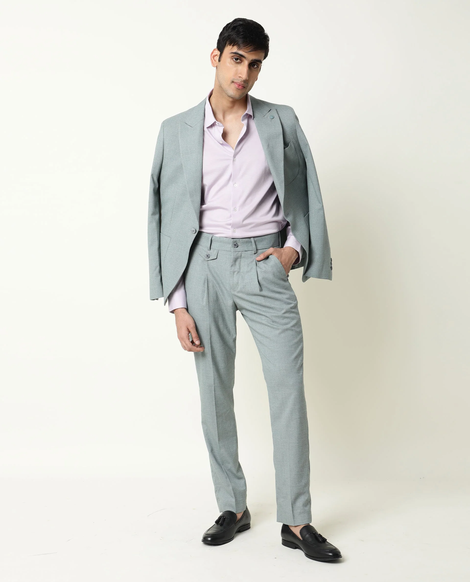 Rare Rabbit Men's Dexit Green Polyester Plain Tailored Fit Full Sleeve Lapel Neck Blazer - Image 6