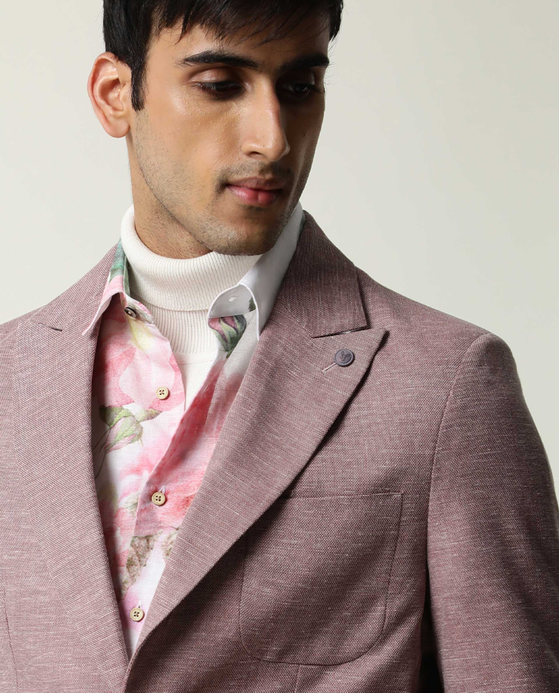 Rare Rabbit Men's Dexit Maroon Polyester Plain Tailored Fit Full Sleeve Lapel Neck Blazer - Image 2