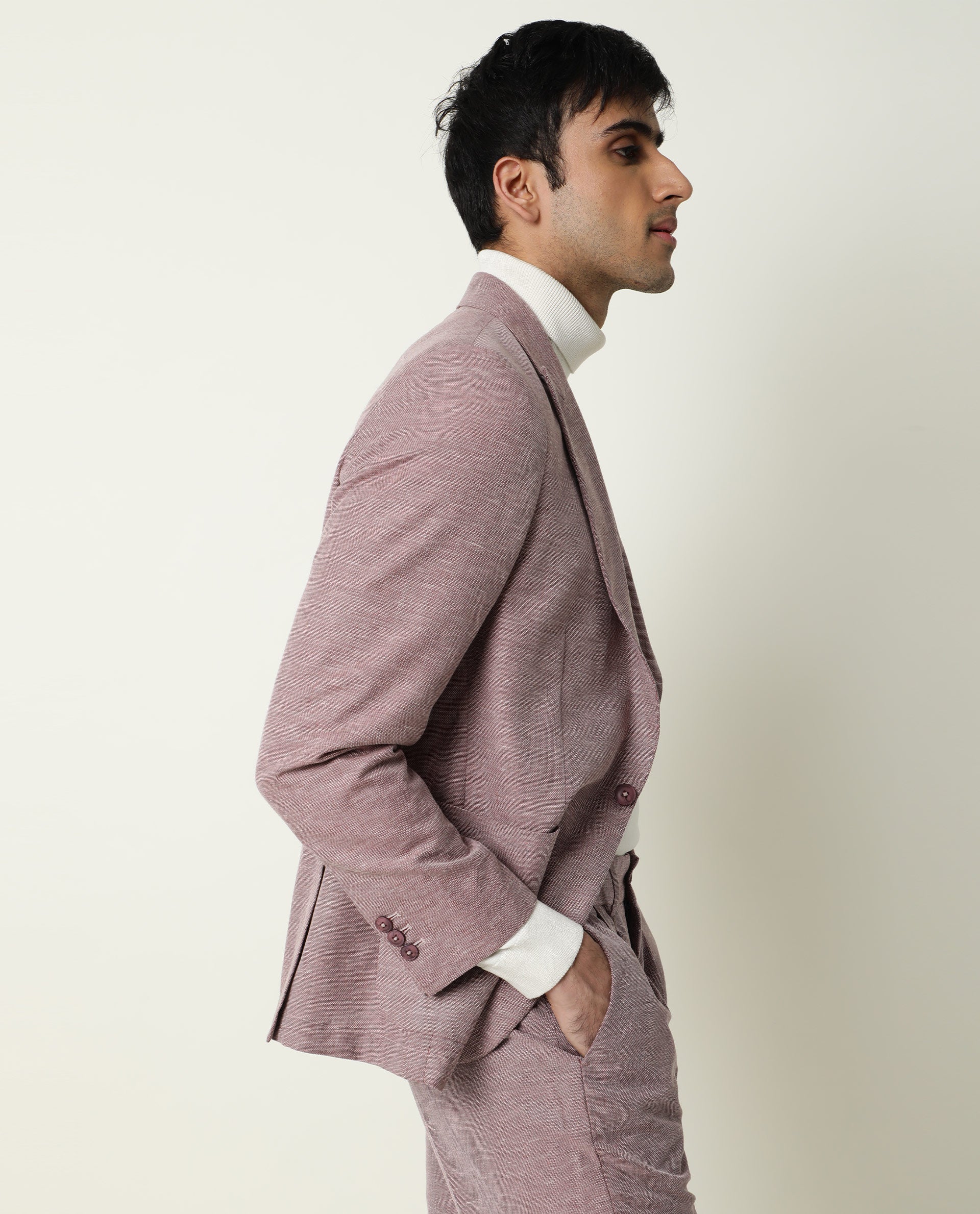 Rare Rabbit Men's Dexit Maroon Polyester Plain Tailored Fit Full Sleeve Lapel Neck Blazer - Image 4