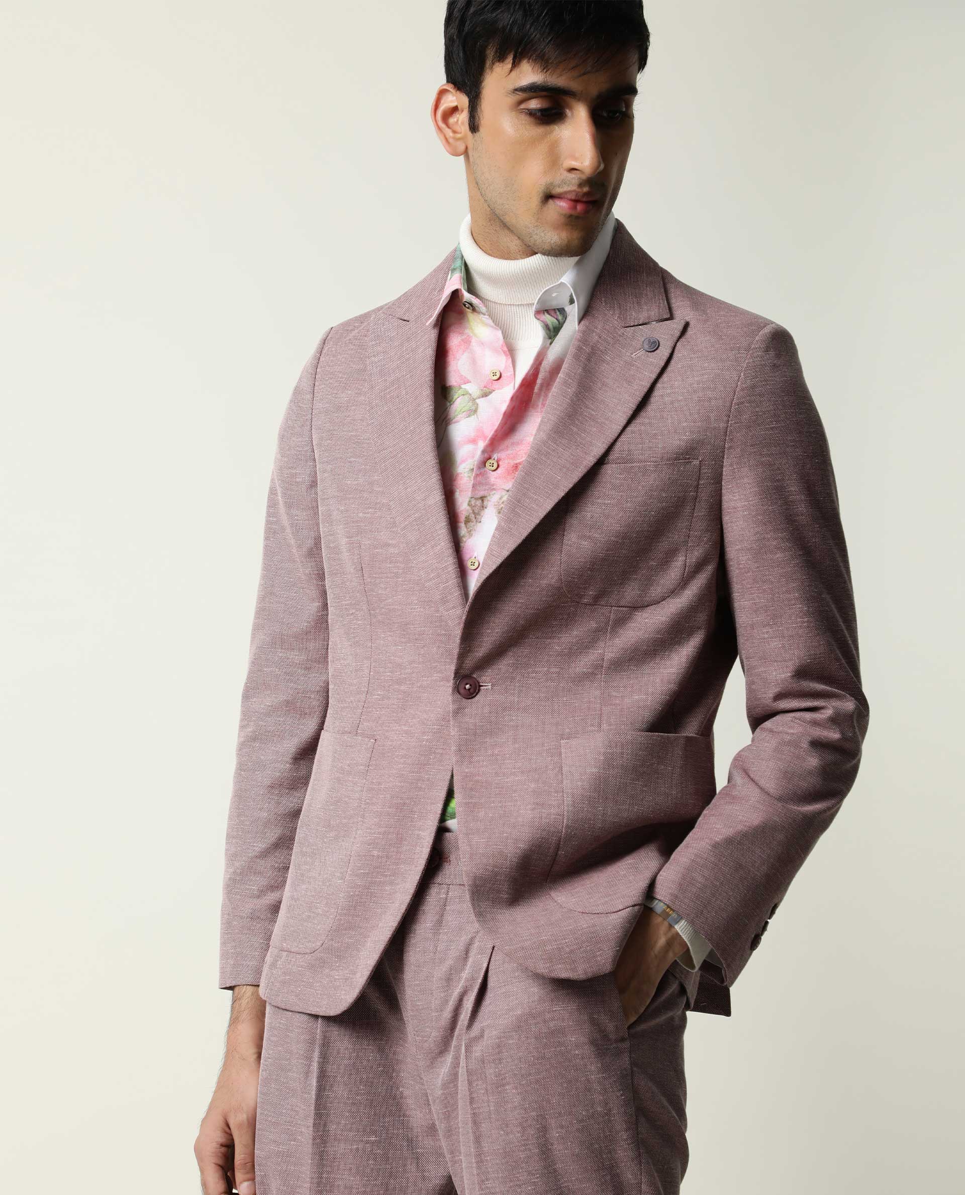 Rare Rabbit Men's Dexit Maroon Polyester Plain Tailored Fit Full Sleeve Lapel Neck Blazer - Image 5