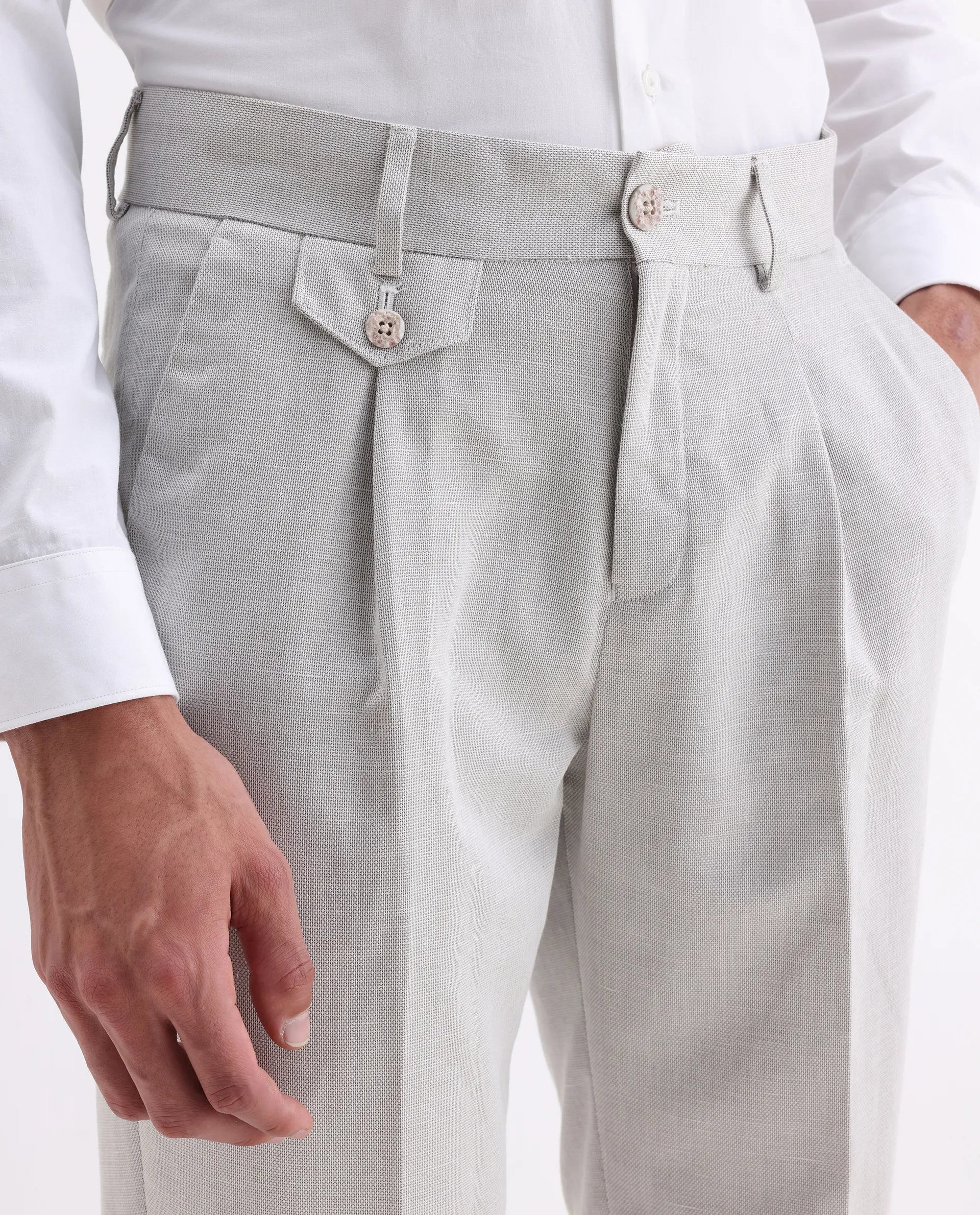 Rare Rabbit Men's Dex Beige Cotton Plain Regular Fit Trouser - Image 3