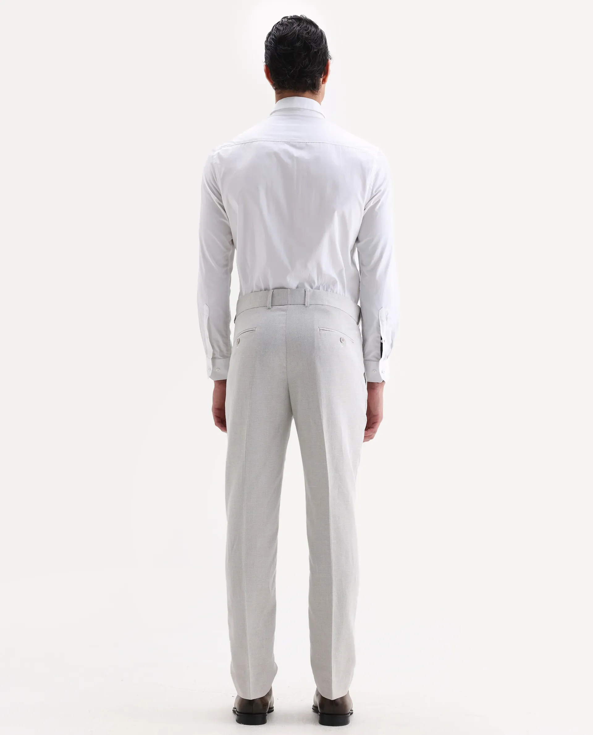 Rare Rabbit Men's Dex Beige Cotton Plain Regular Fit Trouser - Image 8