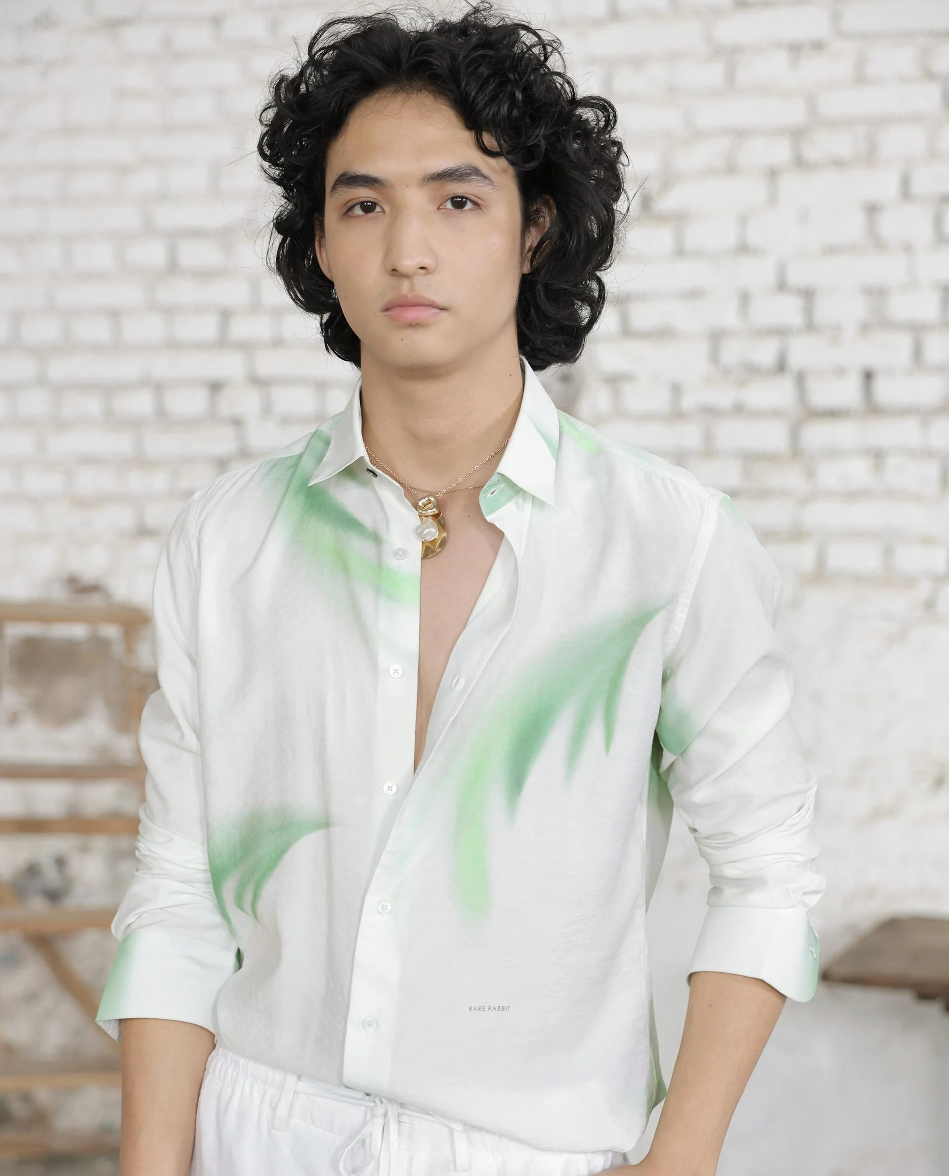 Rare Rabbit Men's Dezen Pastel Green Viscose Tropical Print Regular Fit Full Sleeve Collared Shirt - Image 10
