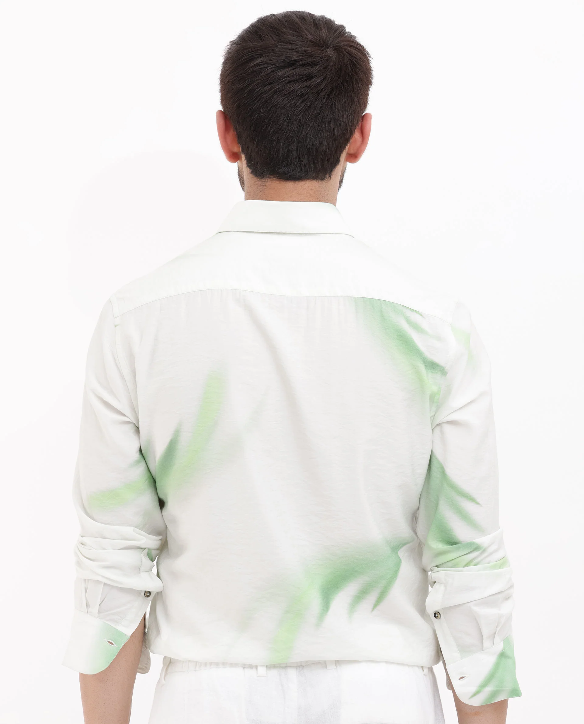 Rare Rabbit Men's Dezen Pastel Green Viscose Tropical Print Regular Fit Full Sleeve Collared Shirt - Image 11