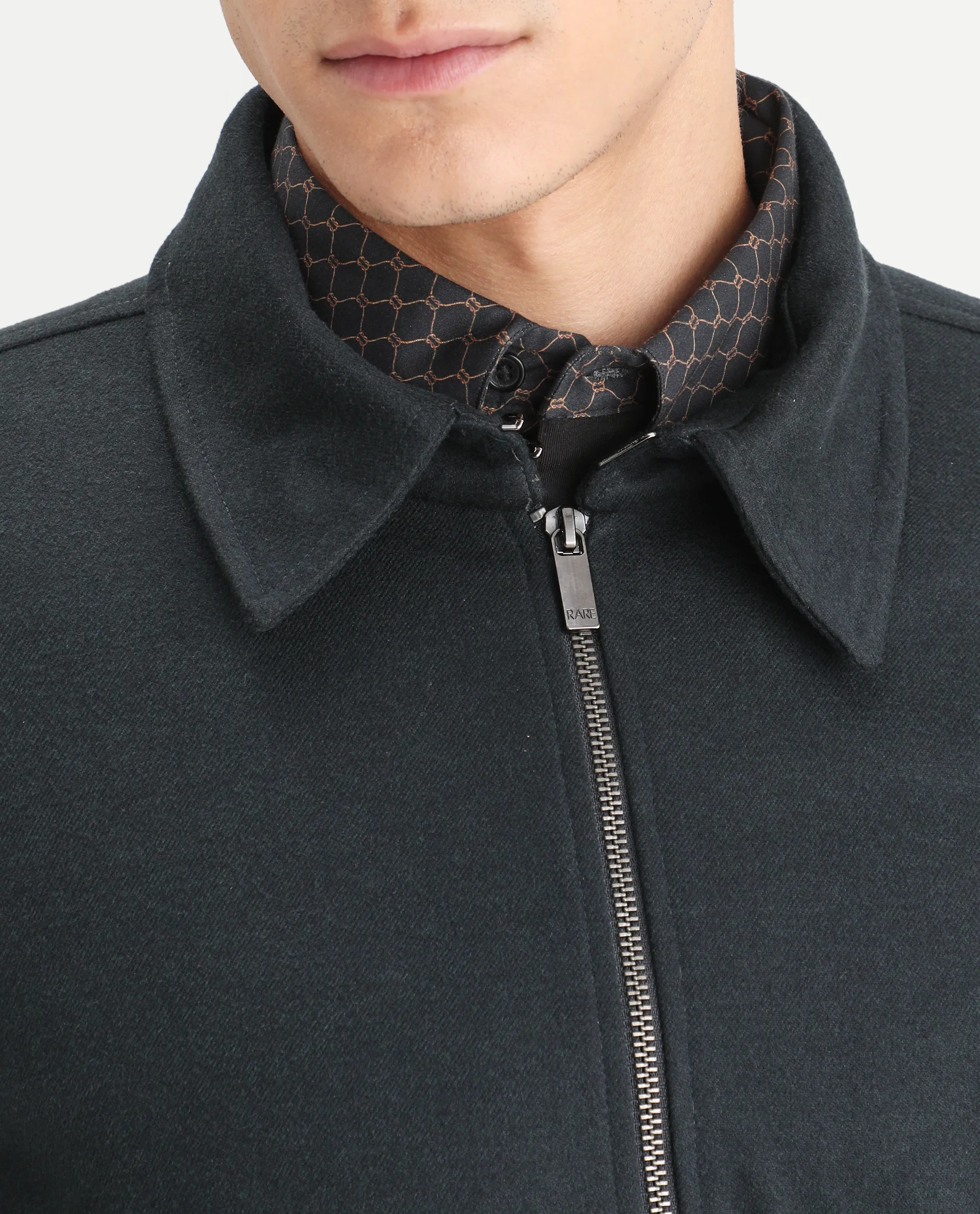 Rare Rabbit Men's Diaz Dark Petrol Polyester Plain Tailored Fit Full Sleeve Spread Collar Jacket - Image 3