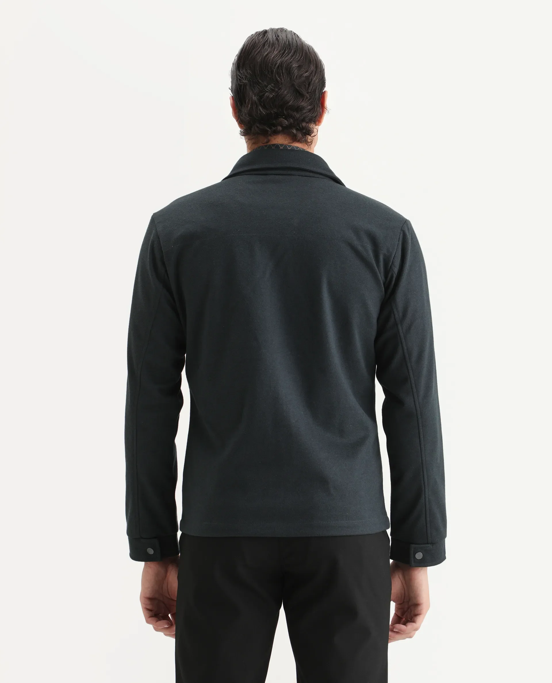 Rare Rabbit Men's Diaz Dark Petrol Polyester Plain Tailored Fit Full Sleeve Spread Collar Jacket - Image 7