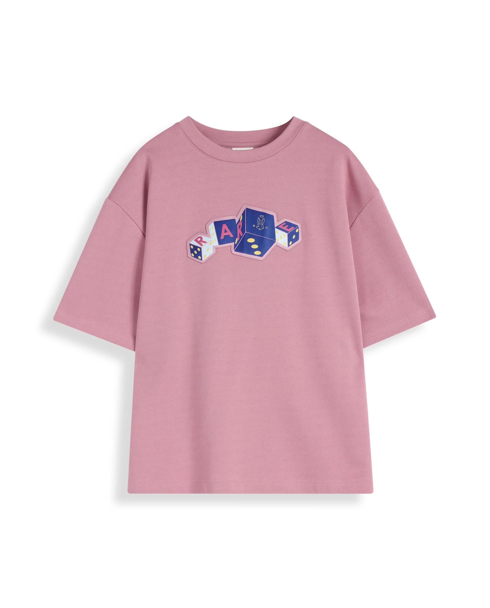Rare Ones Kids Dice Pink Cotton Half Sleeves Crew Neck Boxy Fit Applique Print T-Shirt - Image 2