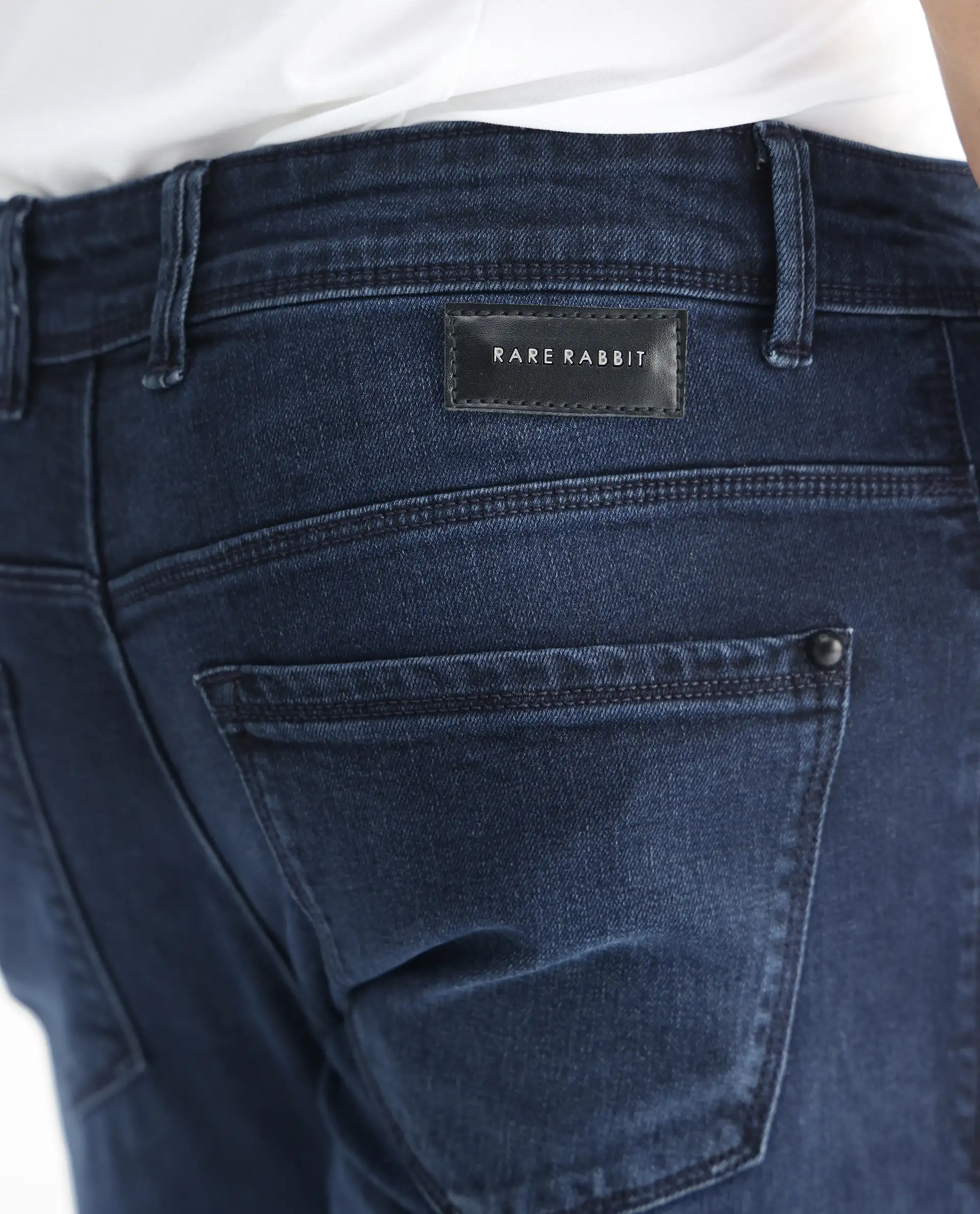 Rare Rabbit Men's Diep Flouroscent Blue Cotton Plain Hawk Slim Fit Jeans - Image 8