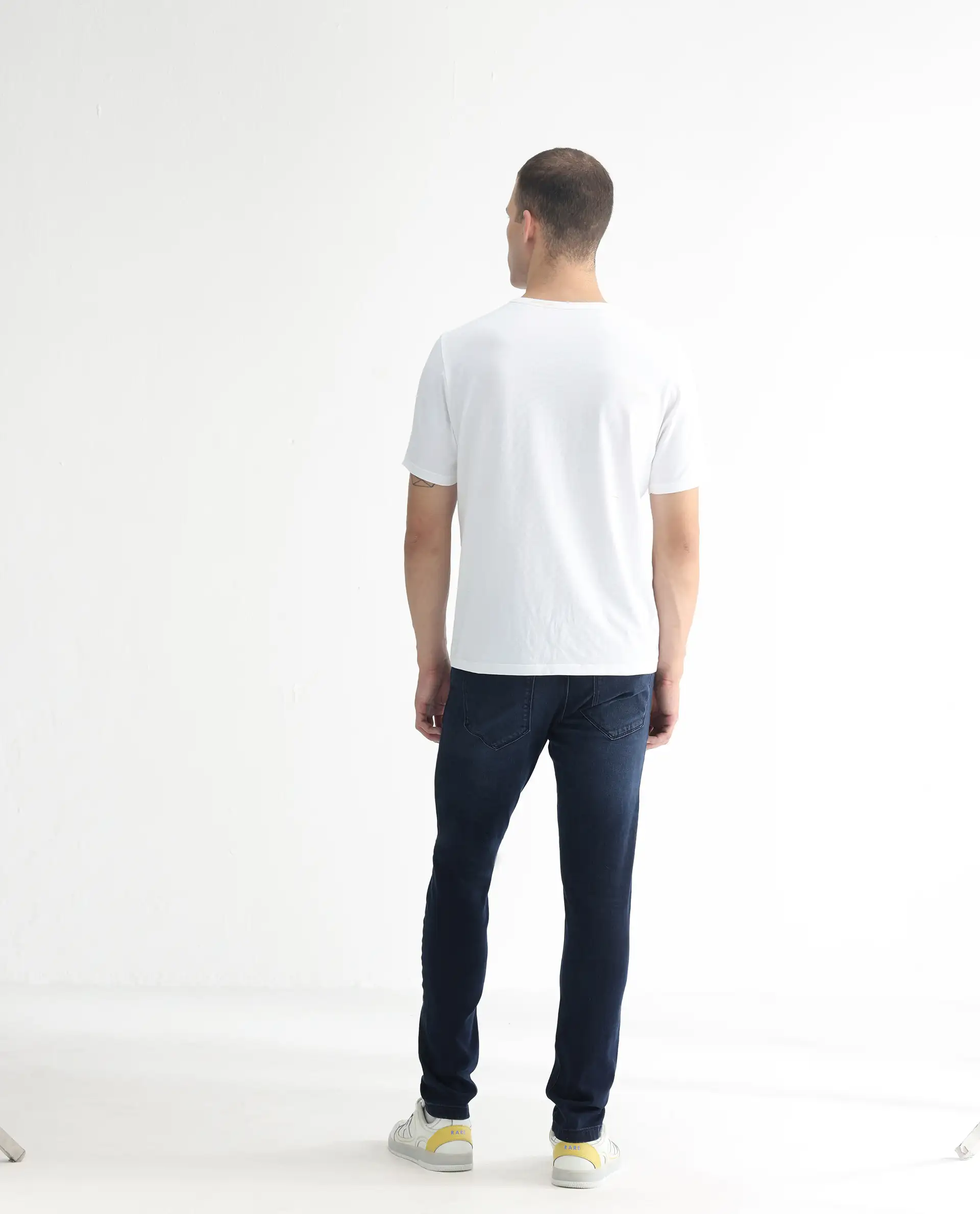 Rare Rabbit Men's Diep Flouroscent Blue Cotton Plain Hawk Slim Fit Jeans - Image 9