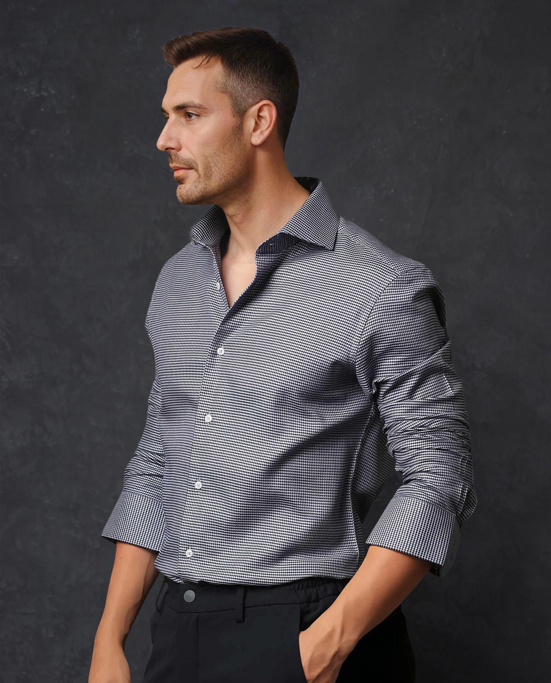 Rare Rabbit Men's Diff Blue Cotton Checked Print Tailored Fit Full Sleeve Collared Shirt - Image 3