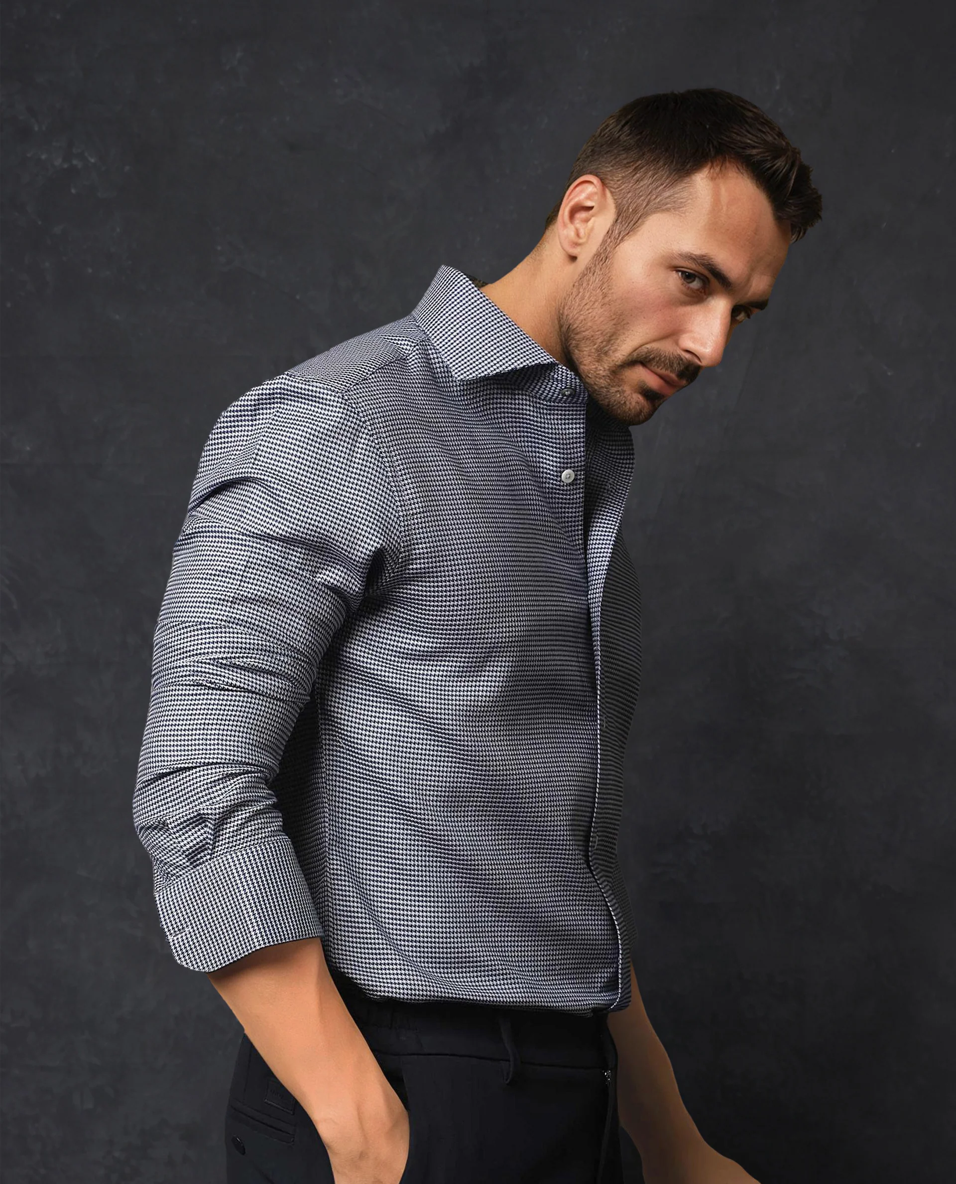 Rare Rabbit Men's Diff Blue Cotton Checked Print Tailored Fit Full Sleeve Collared Shirt - Image 6