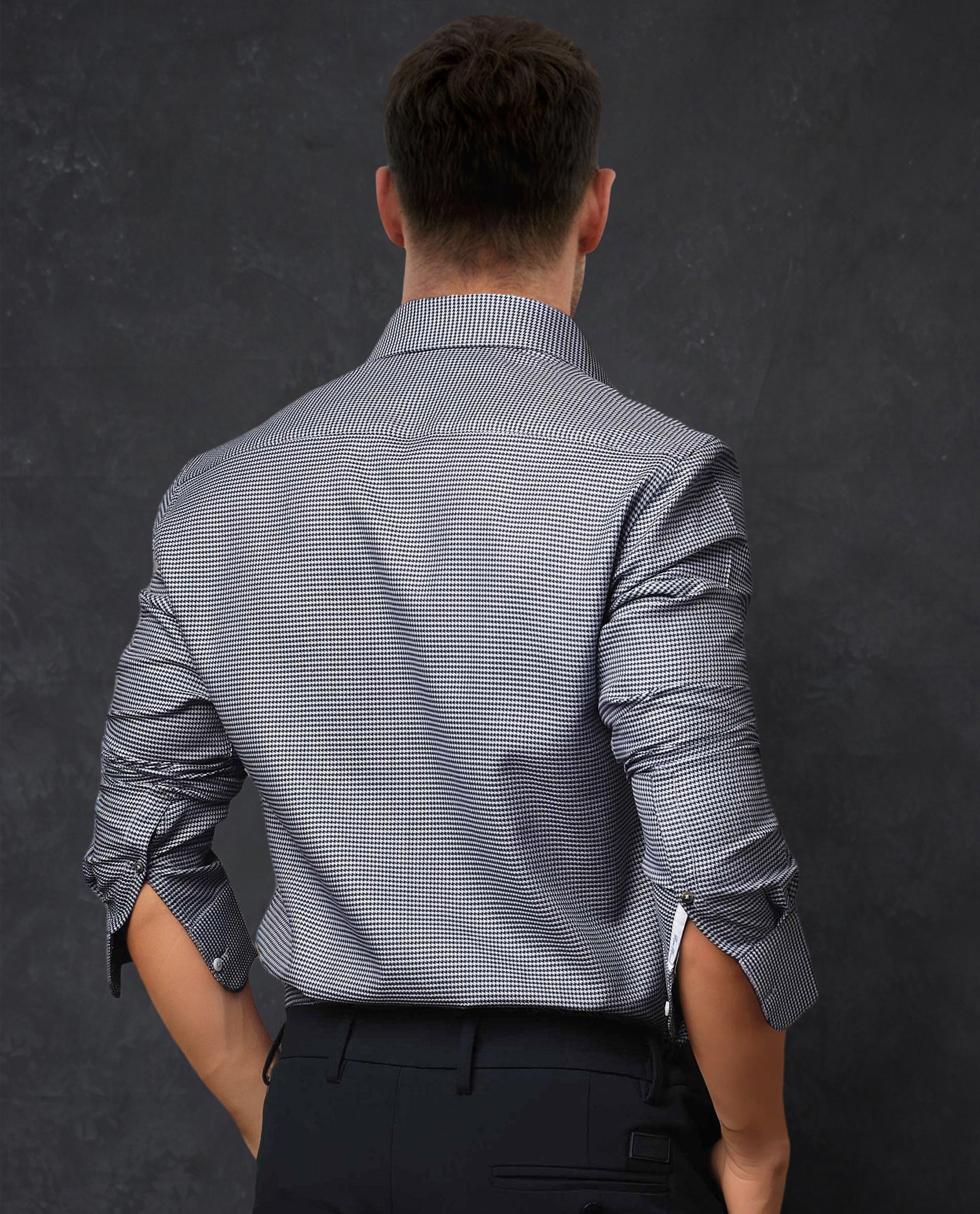 Rare Rabbit Men's Diff Blue Cotton Checked Print Tailored Fit Full Sleeve Collared Shirt - Image 8