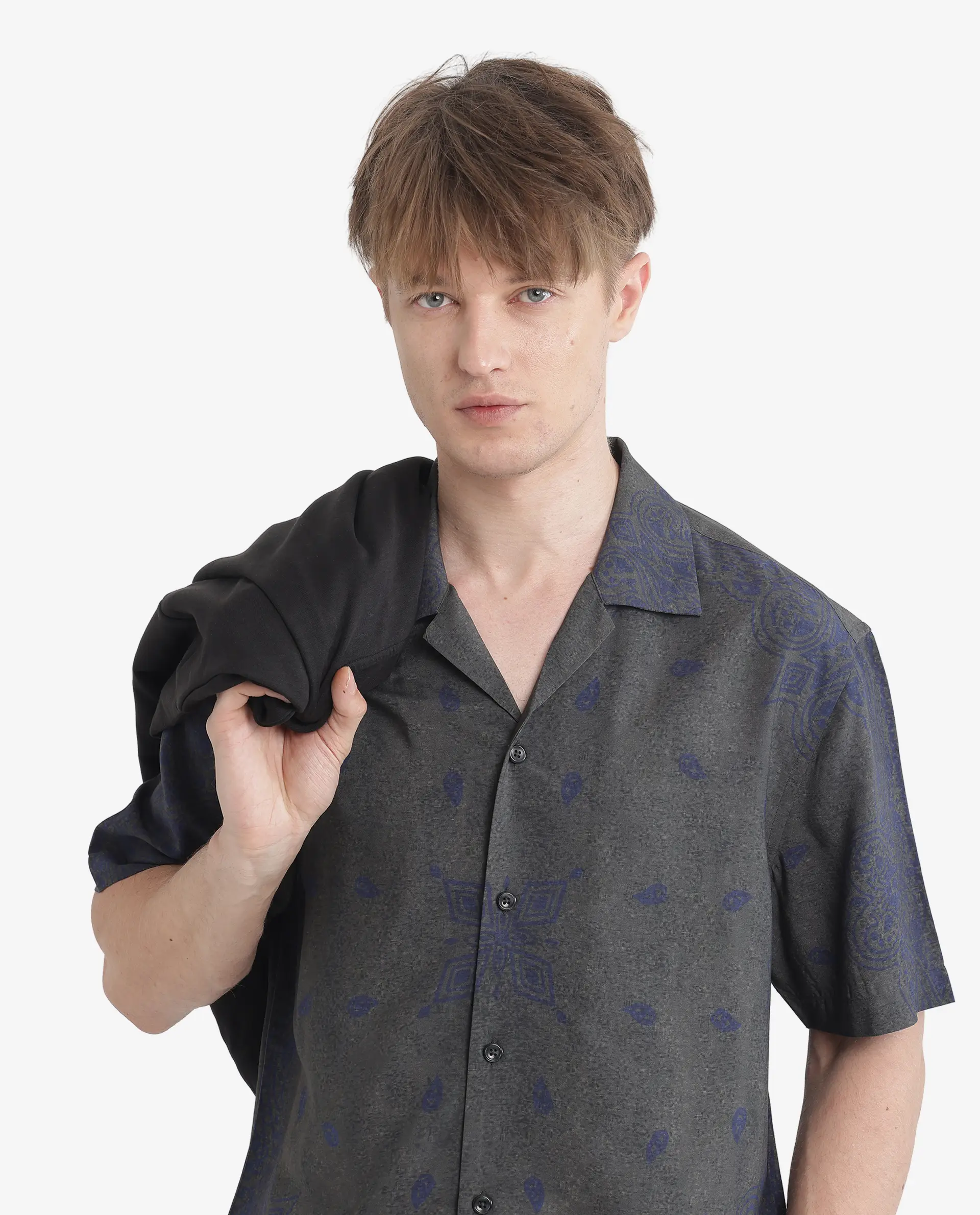 Rare Rabbit Men's Difo Green Viscose Printed Boxy Fit Half Sleeve Cuban Collar Shirt - Image 6