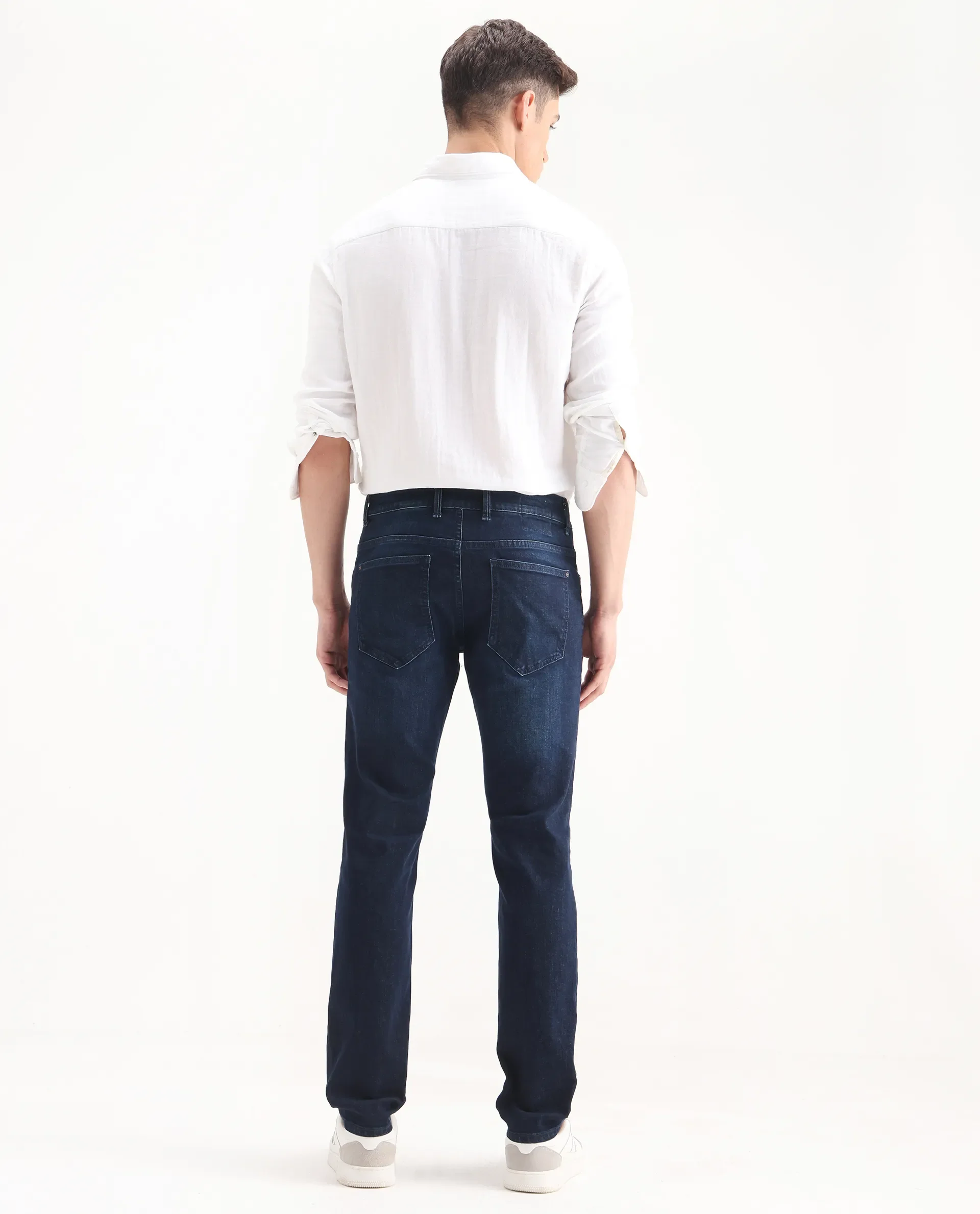 Rare Rabbit Men's Digo Dark Navy Cotton Blend Plain Hawk Slim Fit Jeans - Image 8