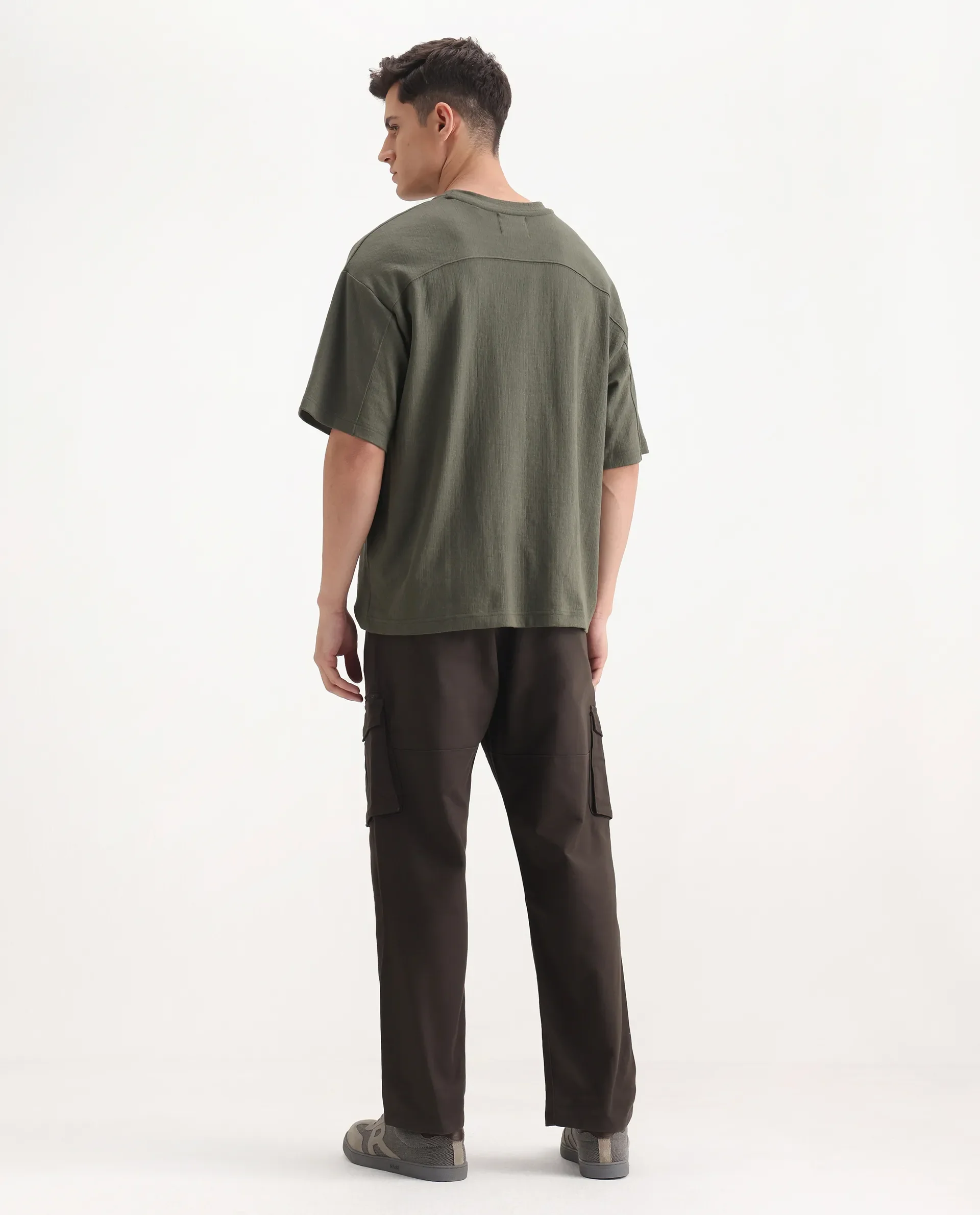 Rare Rabbit Men's Dima Dark Brown Cotton Plain Regular Fit Trouser - Image 8