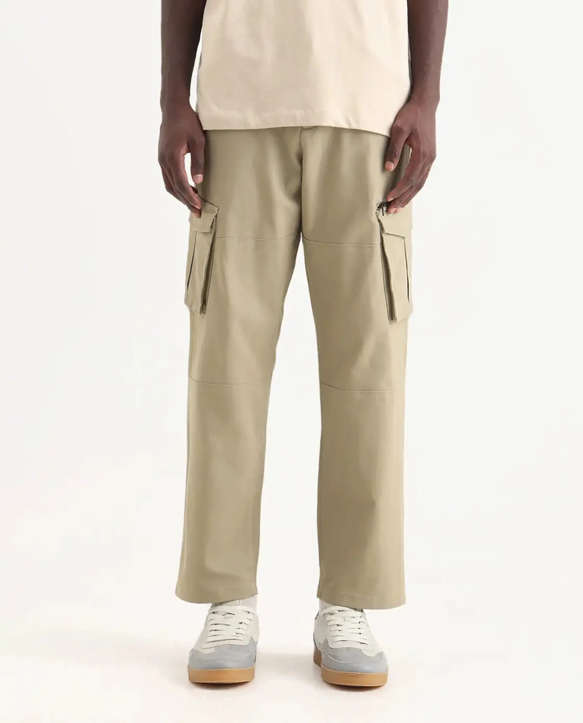 Rare Rabbit Men's Dima Light Olive Cotton Plain Regular Fit Trouser - Image 10