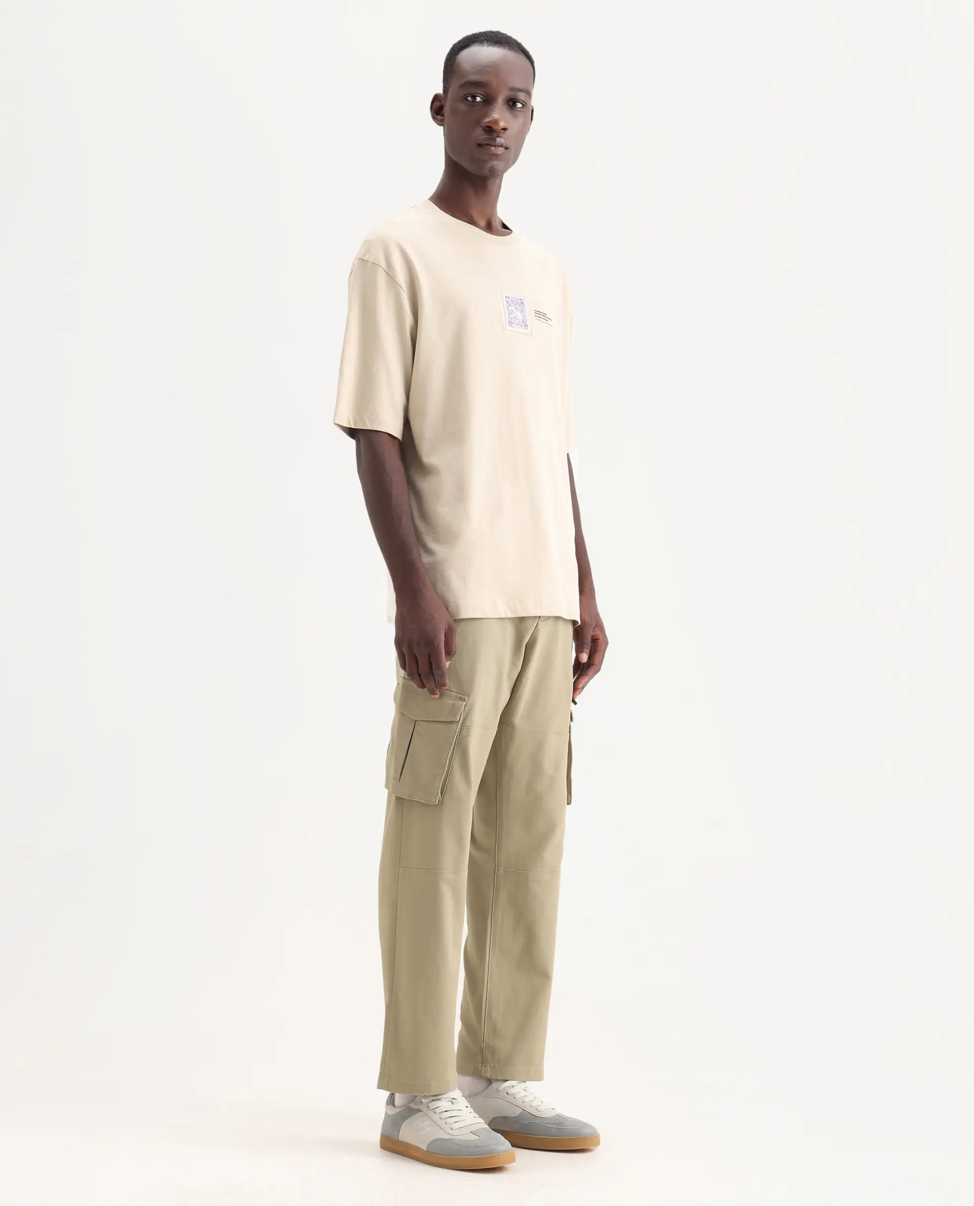 Rare Rabbit Men's Dima Light Olive Cotton Plain Regular Fit Trouser - Image 4