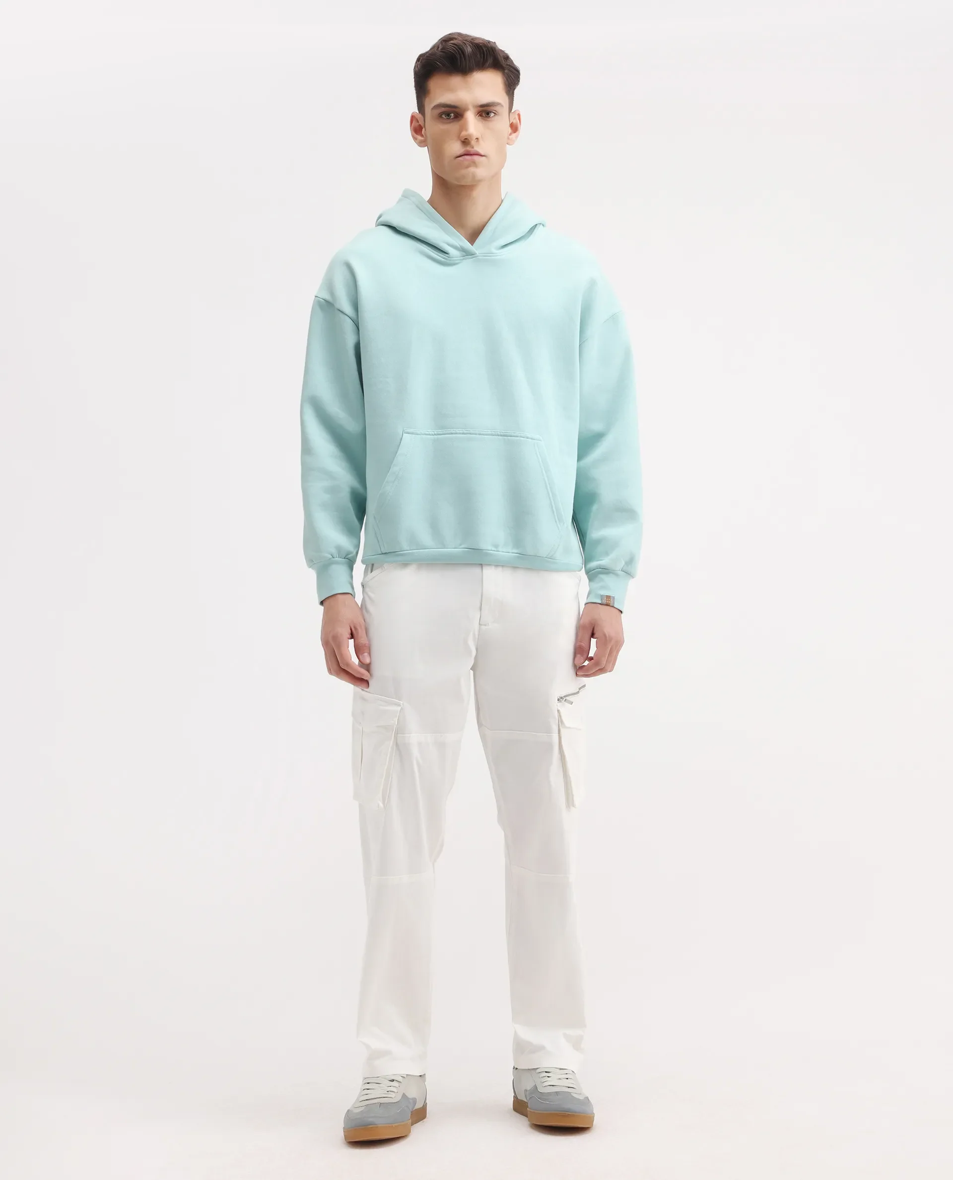 Rare Rabbit Men's Dima White Cotton Plain Regular Fit Trouser - Image 2