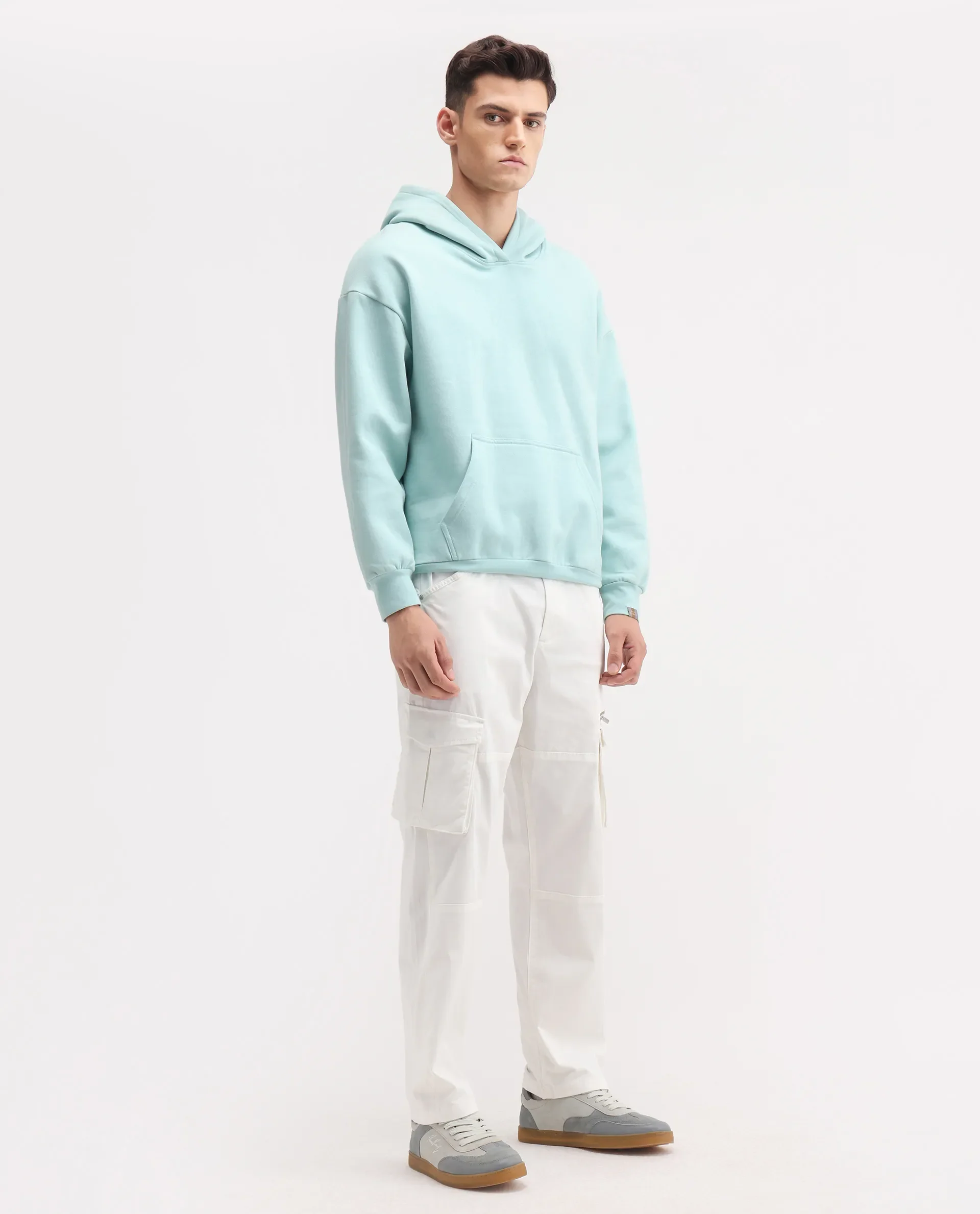 Rare Rabbit Men's Dima White Cotton Plain Regular Fit Trouser - Image 7