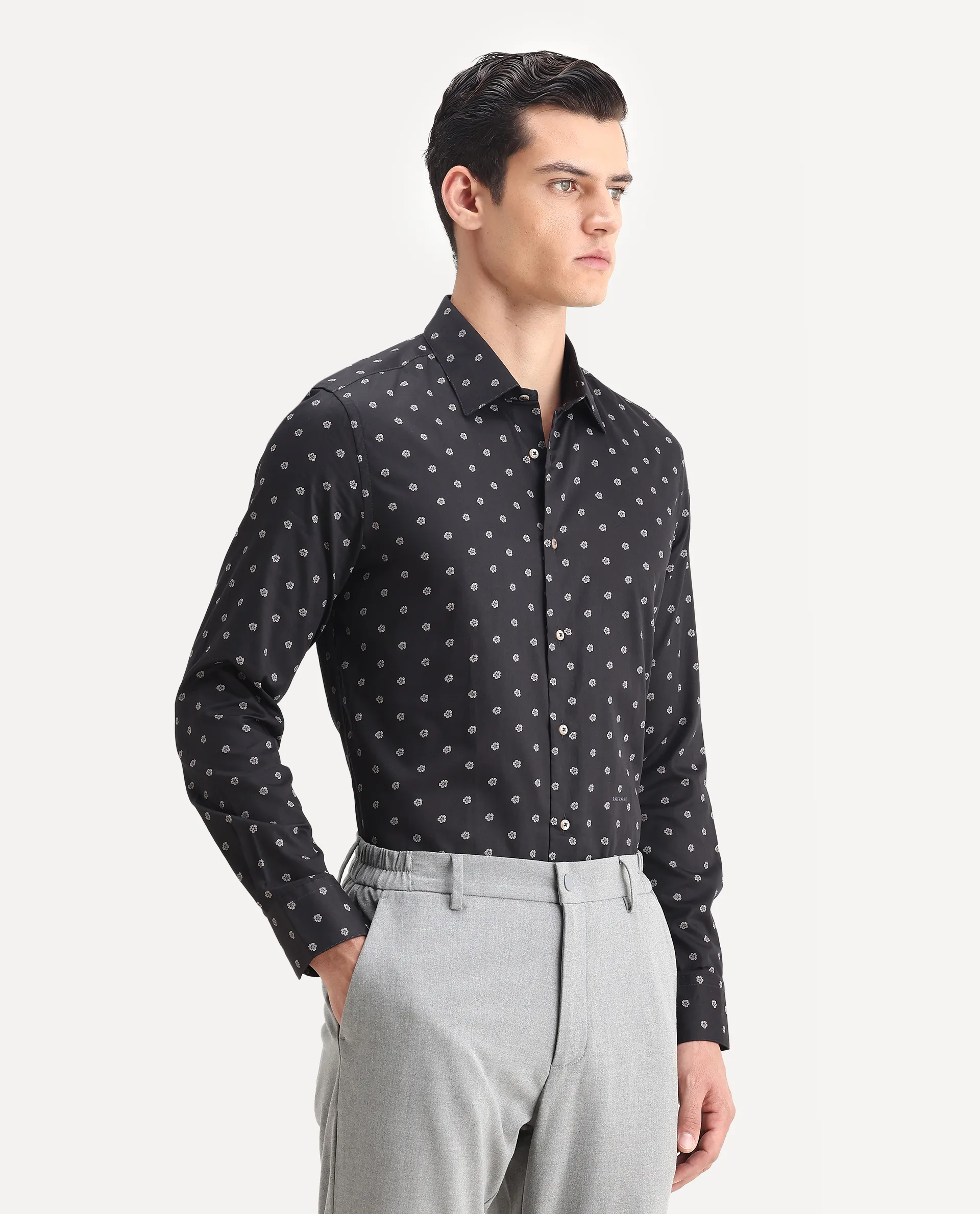 Rare Rabbit Men's Dimp Black Cotton Floral Print Regular Fit Full Sleeve Collared Shirt - Image 5