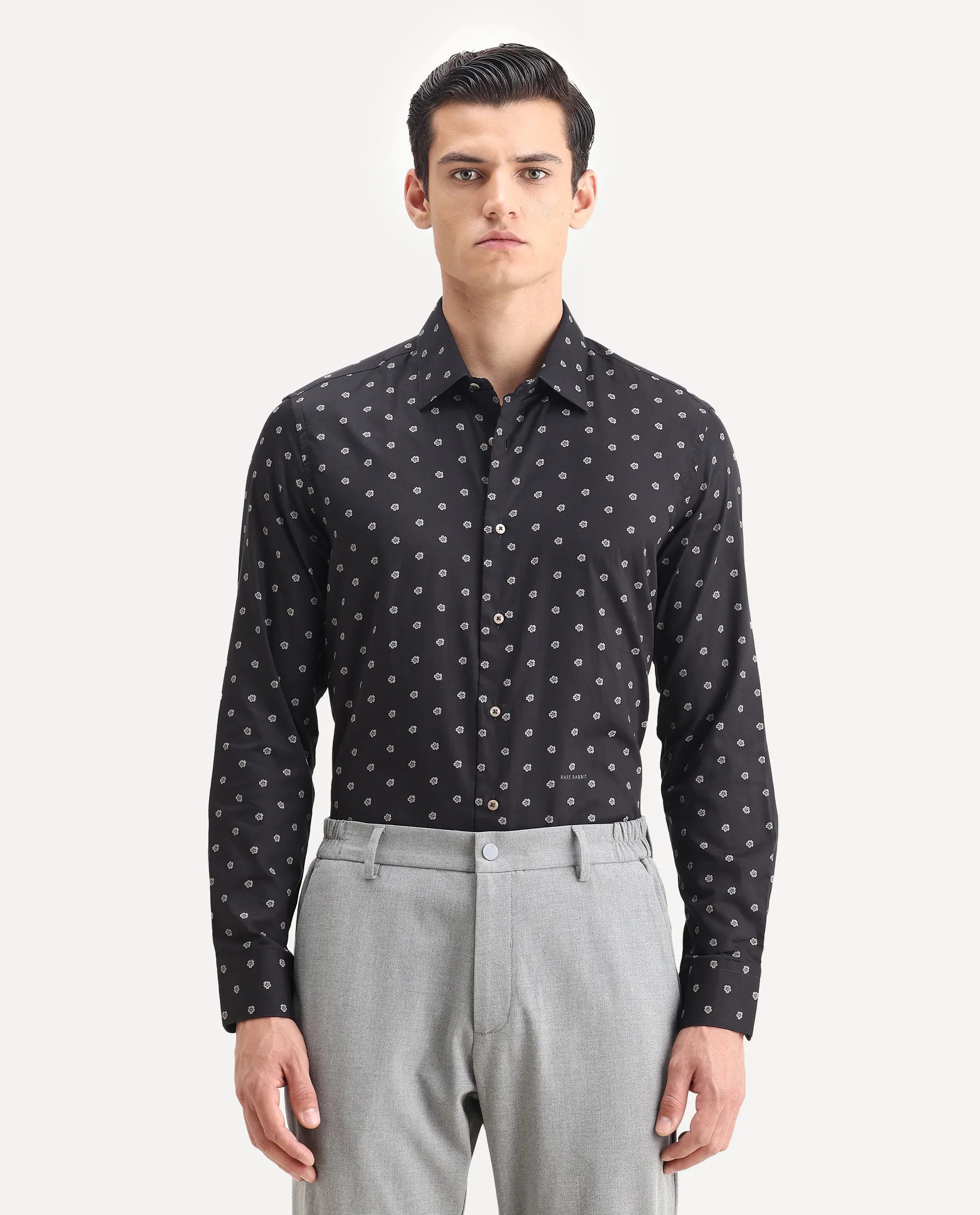 Rare Rabbit Men's Dimp Black Cotton Floral Print Regular Fit Full Sleeve Collared Shirt - Image 6