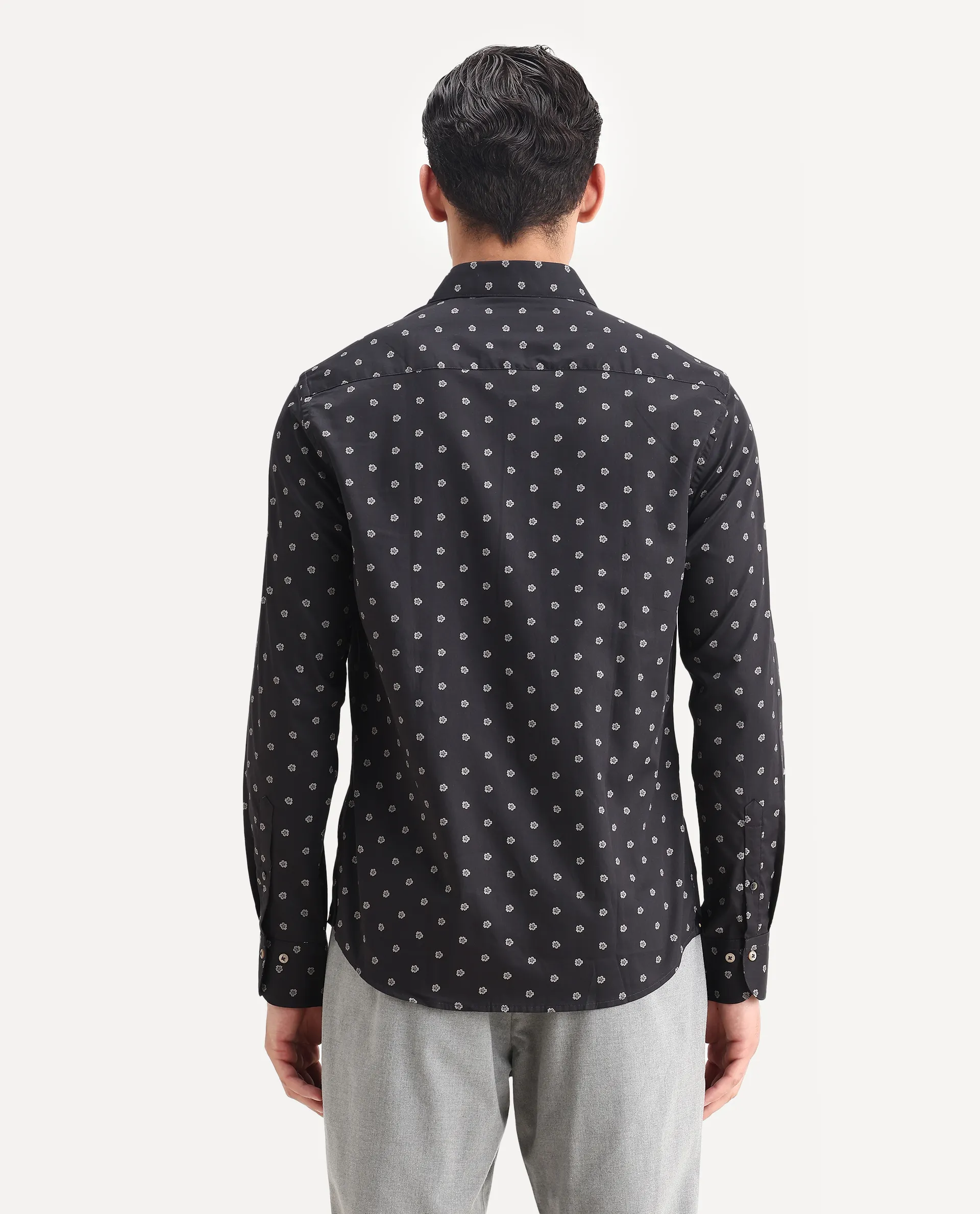 Rare Rabbit Men's Dimp Black Cotton Floral Print Regular Fit Full Sleeve Collared Shirt - Image 7