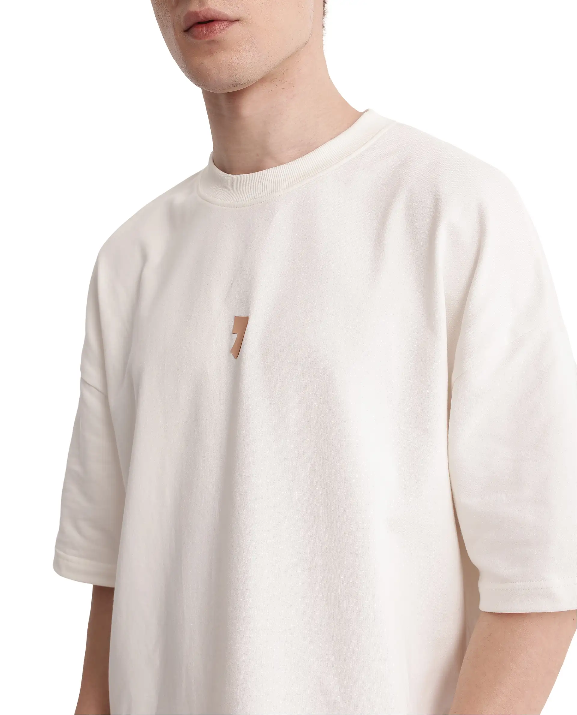 Rare Rabbit Men's Diner Off White Cotton Graphic Print Oversized Fit Half Sleeve Crew Neck T-Shirt - Image 4