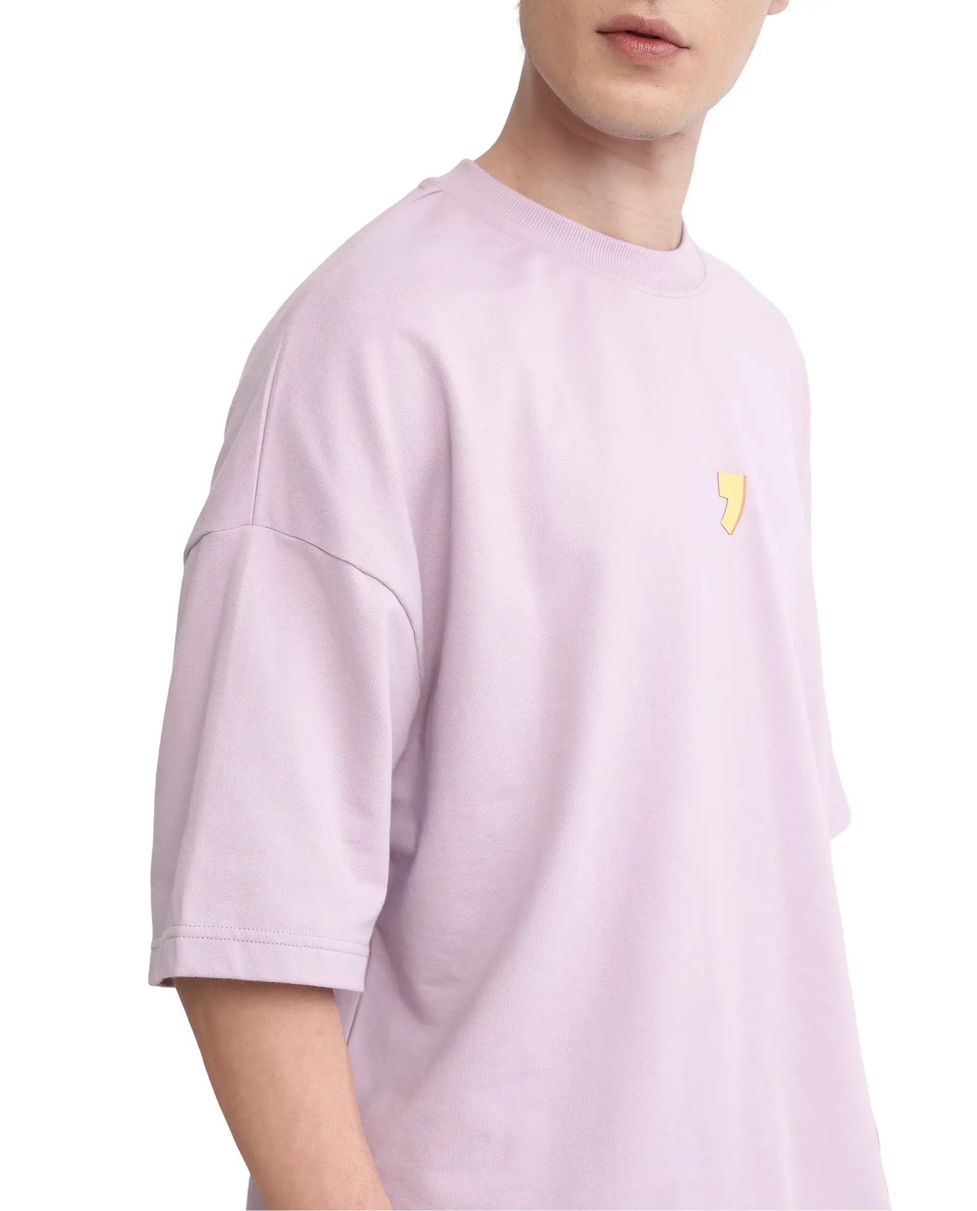 Rare Rabbit Men's Diner Pastel Purple Cotton Graphic Print Oversized Fit Half Sleeve Crew Neck T-Shirt - Image 3