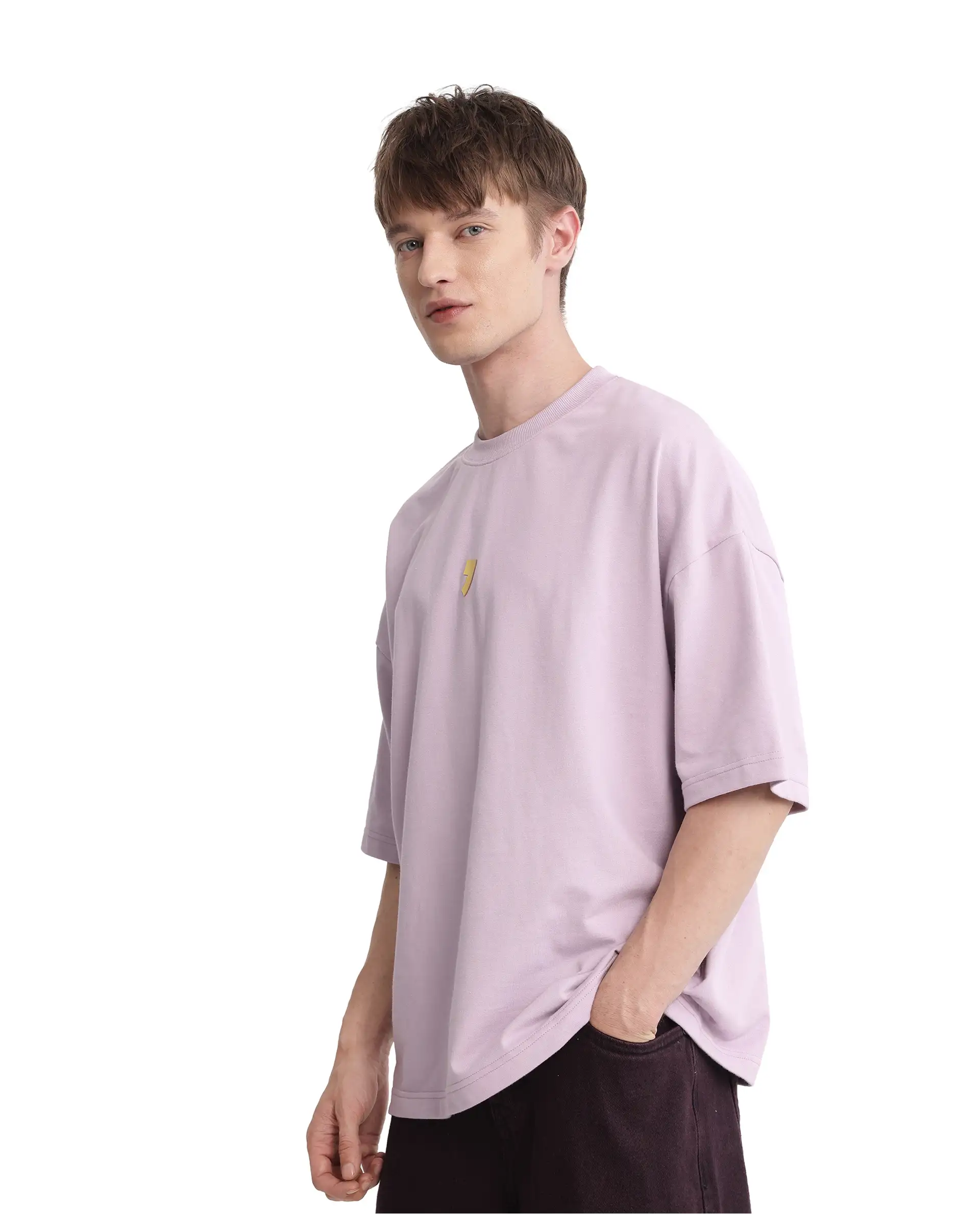 Rare Rabbit Men's Diner Pastel Purple Cotton Graphic Print Oversized Fit Half Sleeve Crew Neck T-Shirt - Image 5