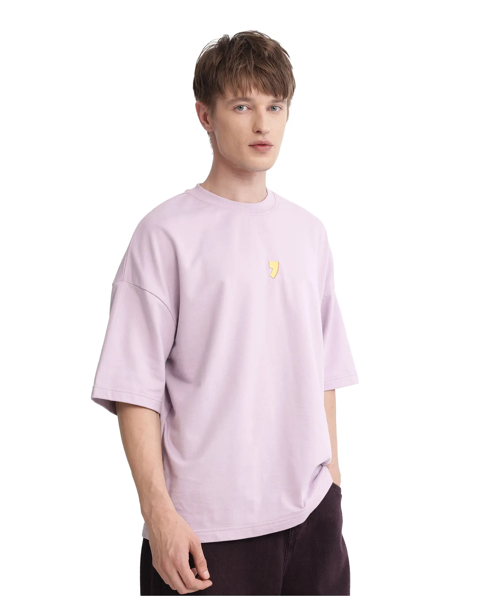 Rare Rabbit Men's Diner Pastel Purple Cotton Graphic Print Oversized Fit Half Sleeve Crew Neck T-Shirt - Image 6