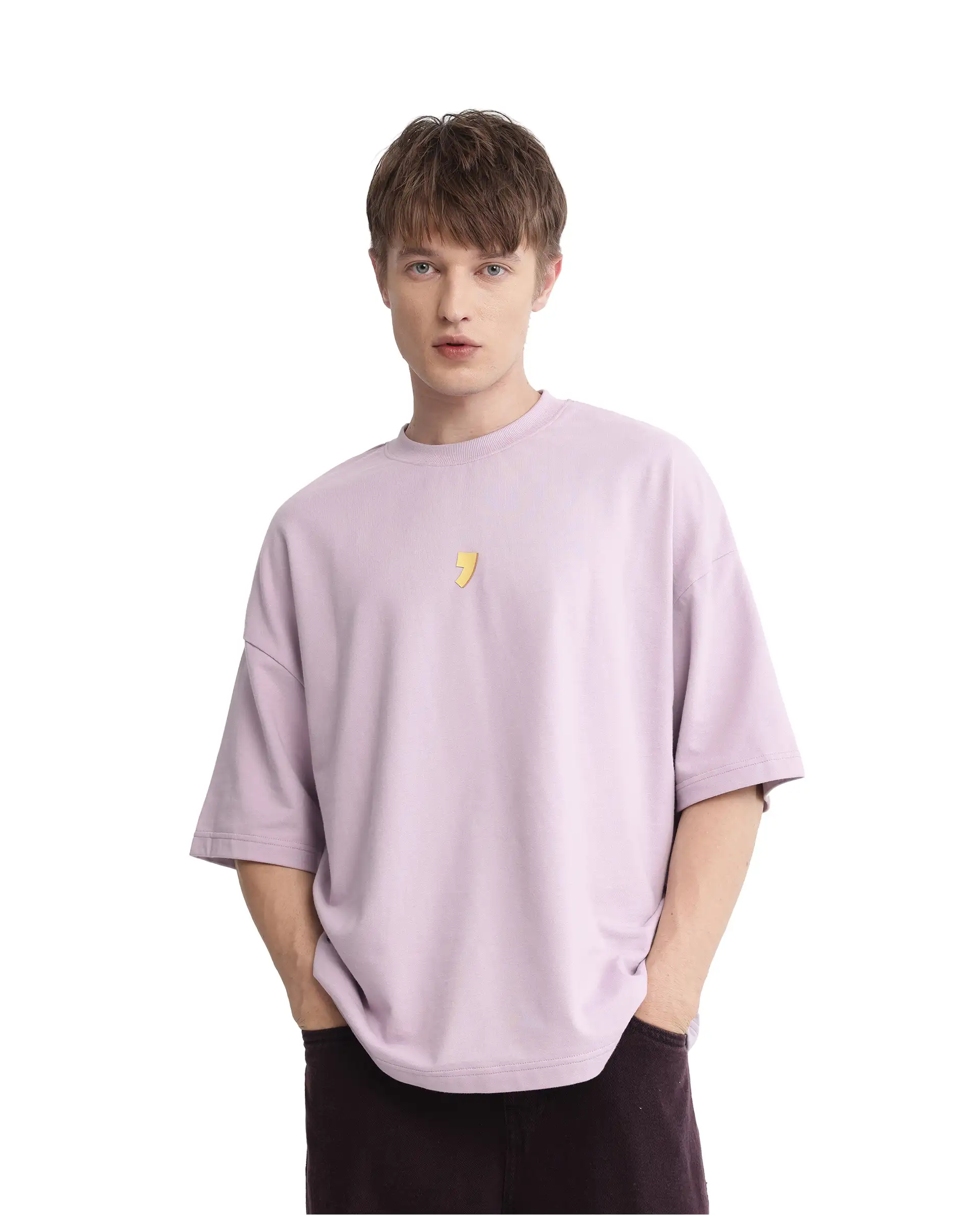 Rare Rabbit Men's Diner Pastel Purple Cotton Graphic Print Oversized Fit Half Sleeve Crew Neck T-Shirt - Image 7