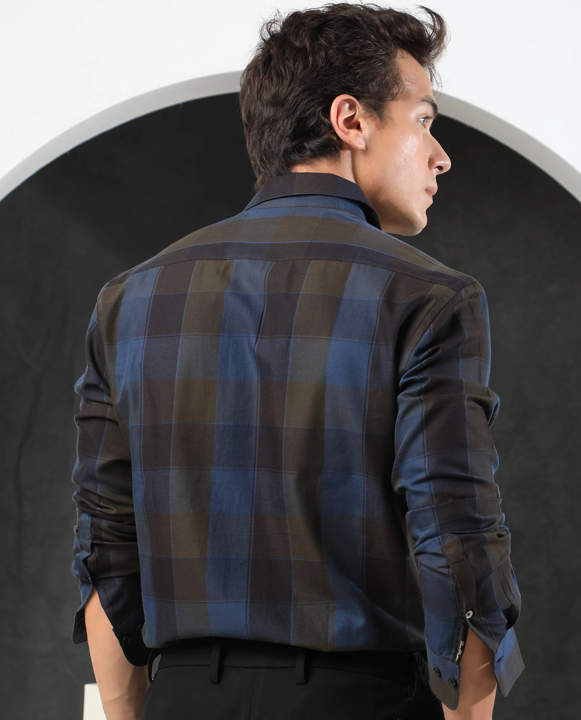 Rare Rabbit Men's Diolus Brown Cotton Checked Print Regular Fit Full Sleeve Collared Shirt - Image 10