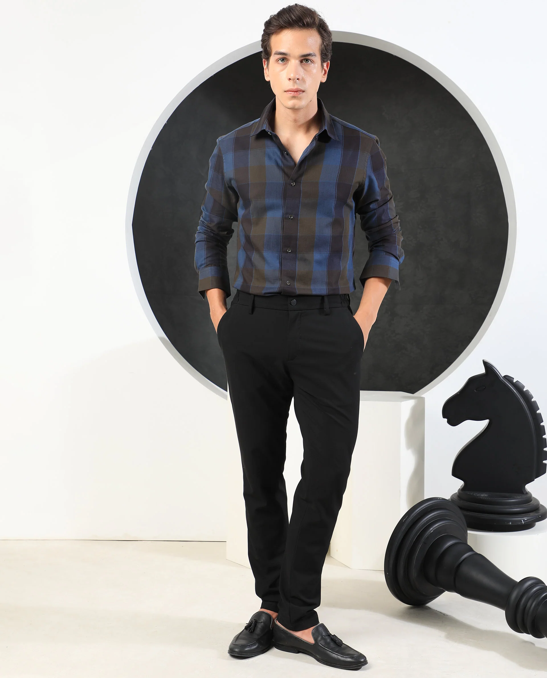 Rare Rabbit Men's Diolus Brown Cotton Checked Print Regular Fit Full Sleeve Collared Shirt - Image 4