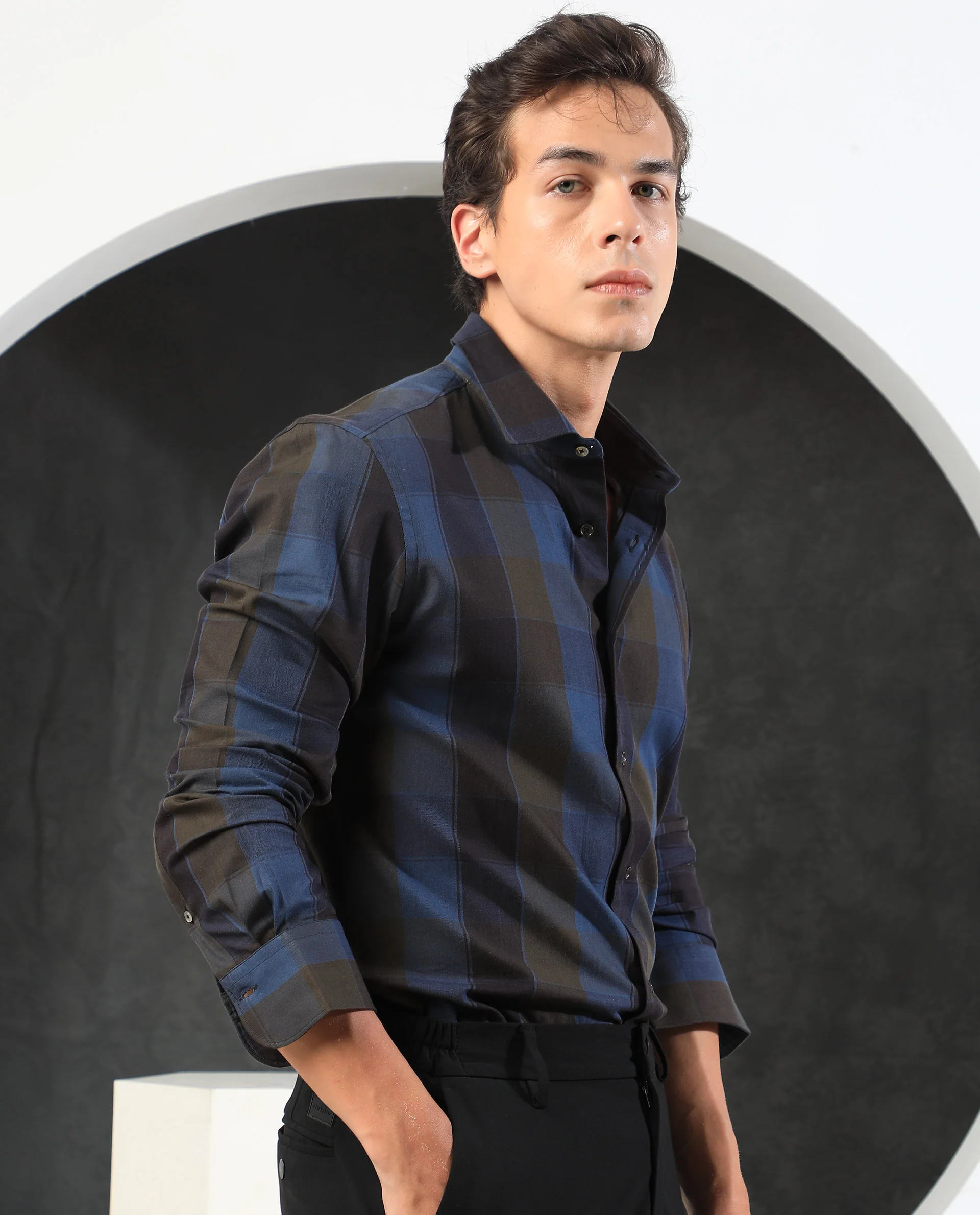 Rare Rabbit Men's Diolus Brown Cotton Checked Print Regular Fit Full Sleeve Collared Shirt - Image 7