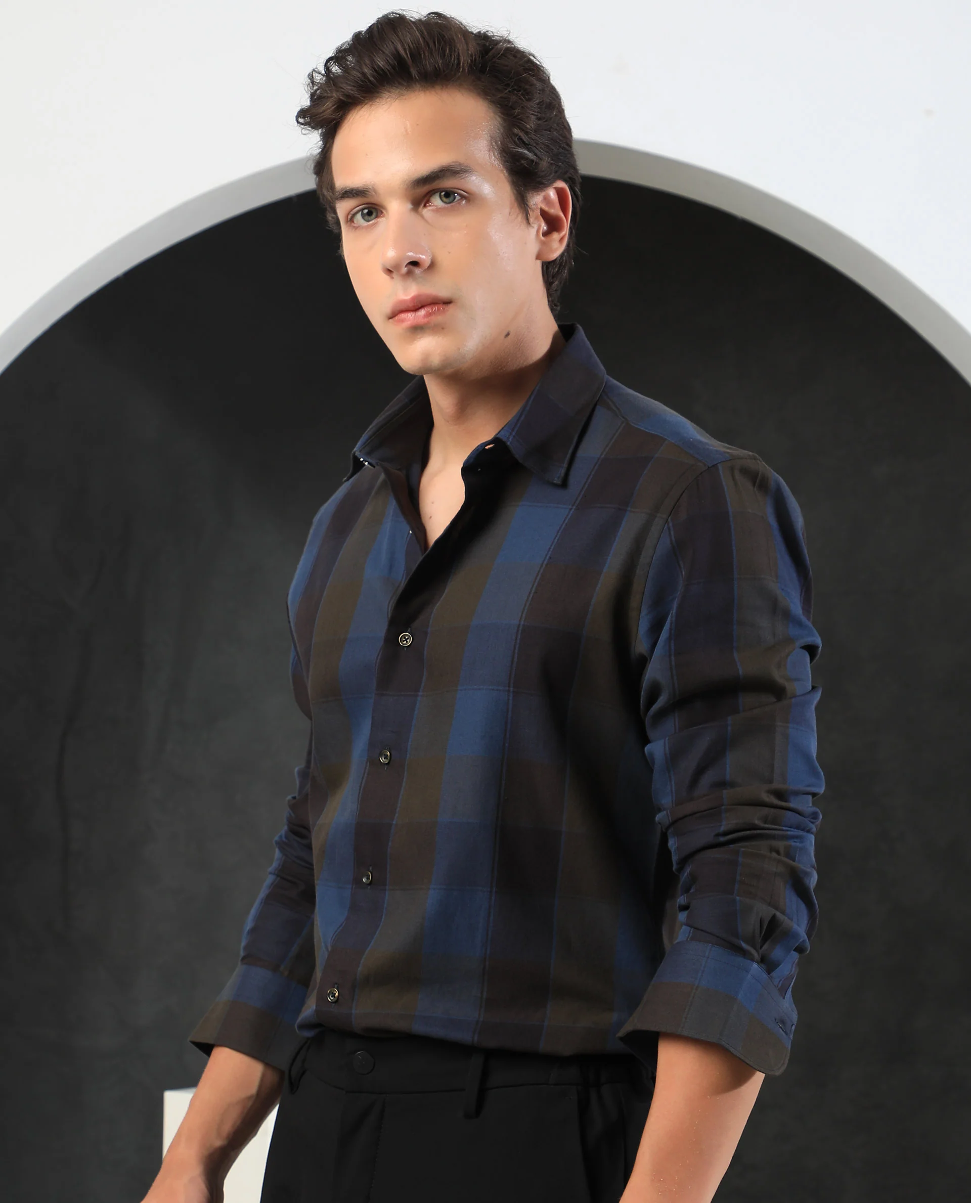 Rare Rabbit Men's Diolus Brown Cotton Checked Print Regular Fit Full Sleeve Collared Shirt - Image 8